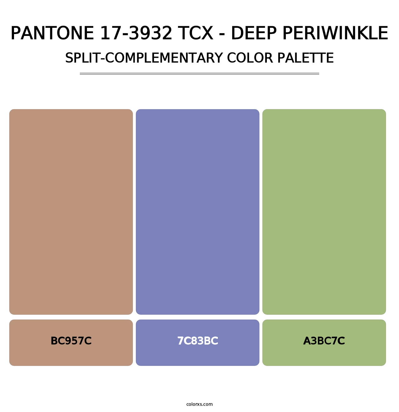 PANTONE 17-3932 TCX - Deep Periwinkle - Split-Complementary Color Palette