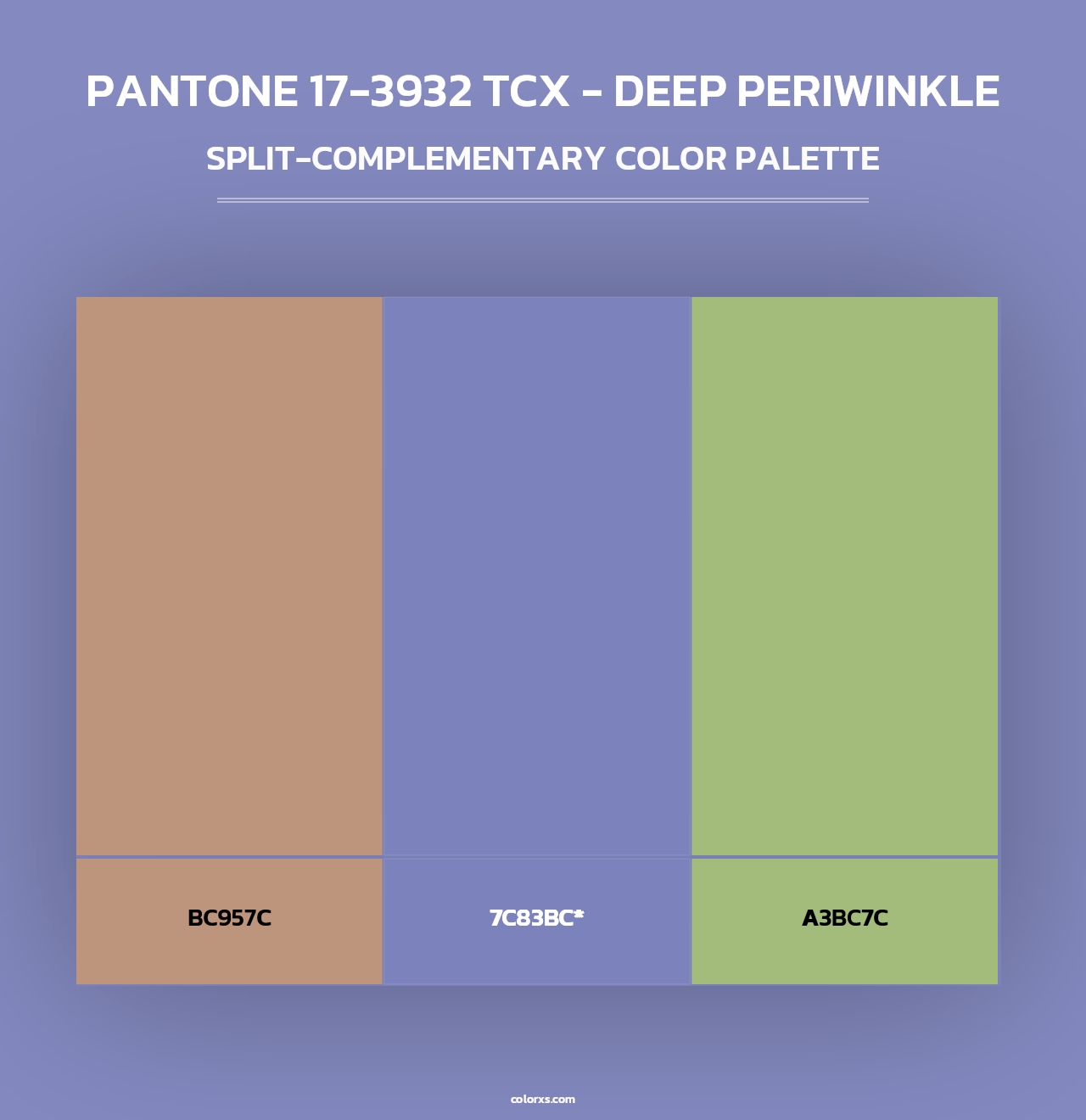 PANTONE 17-3932 TCX - Deep Periwinkle - Split-Complementary Color Palette