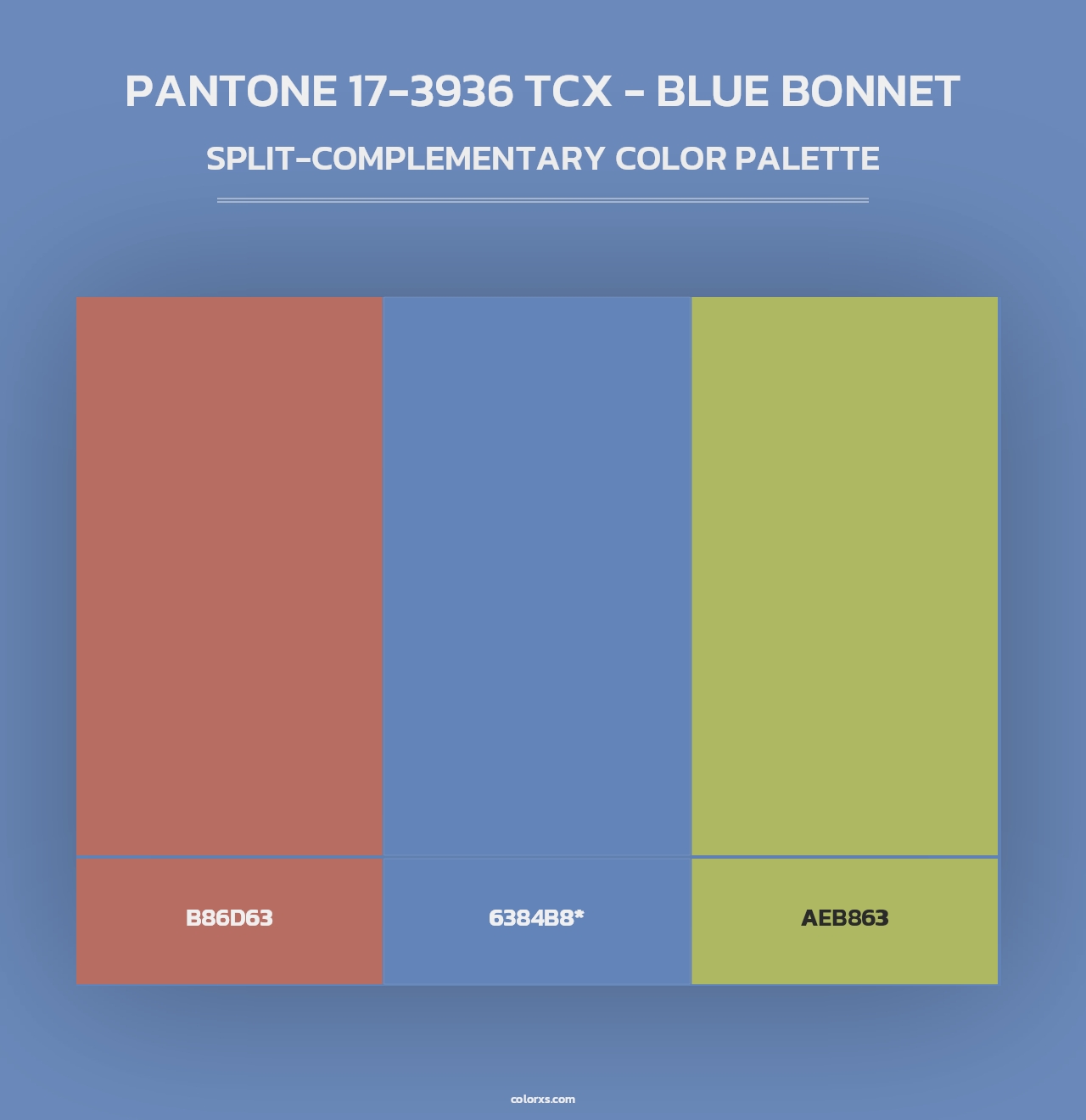 PANTONE 17-3936 TCX - Blue Bonnet - Split-Complementary Color Palette