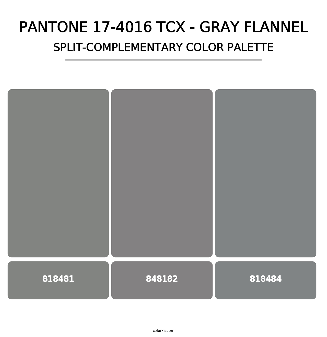 PANTONE 17-4016 TCX - Gray Flannel - Split-Complementary Color Palette