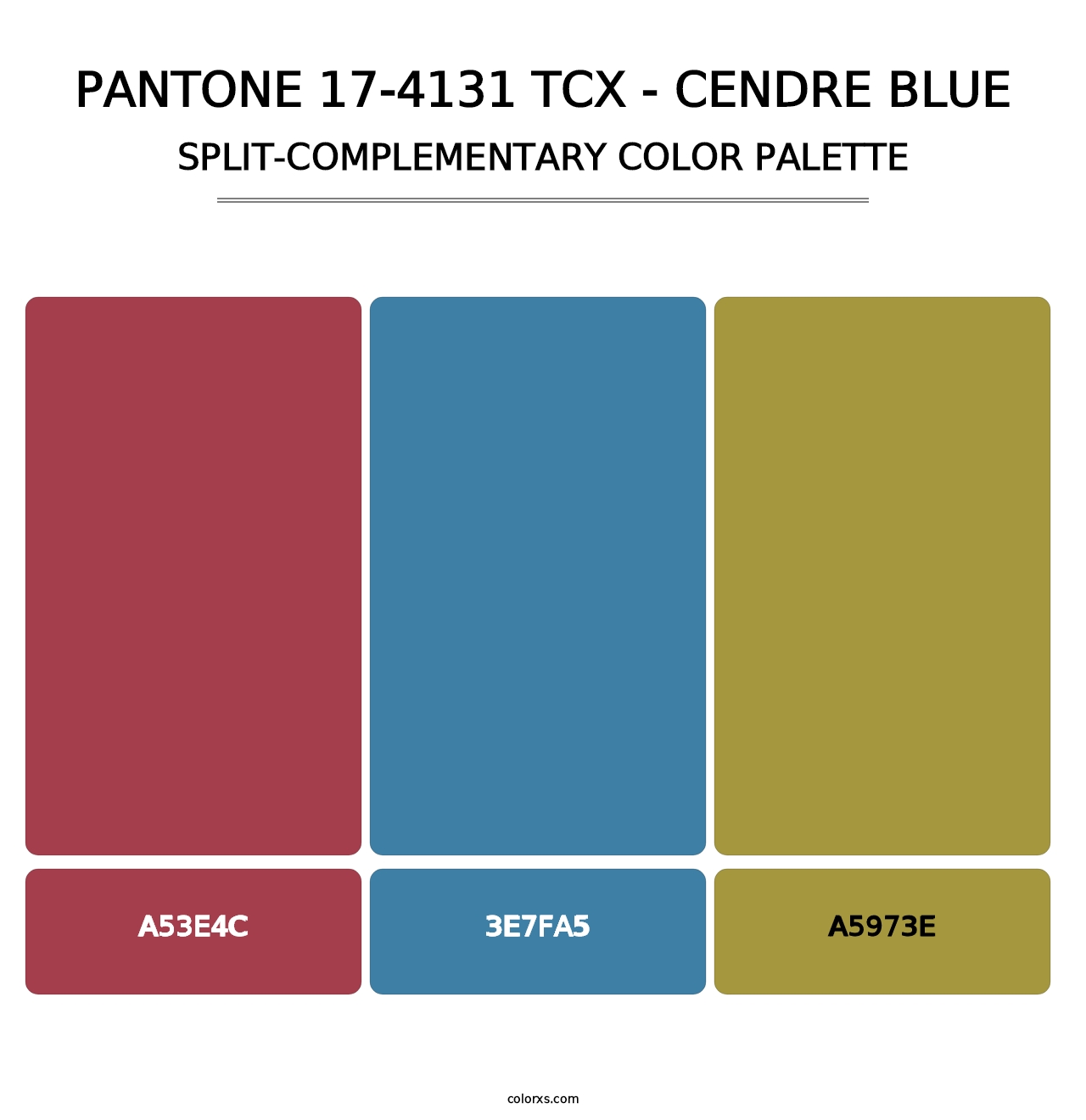 PANTONE 17-4131 TCX - Cendre Blue - Split-Complementary Color Palette