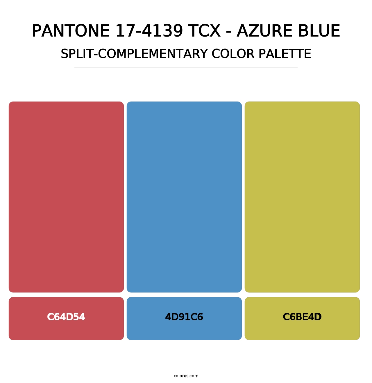 PANTONE 17-4139 TCX - Azure Blue - Split-Complementary Color Palette