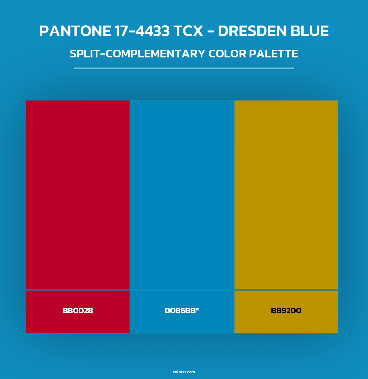 PANTONE 17-4433 TCX - Dresden Blue - Split-Complementary Color Palette