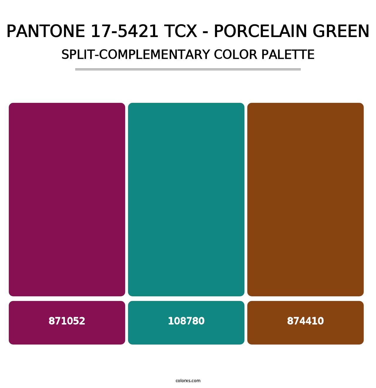 PANTONE 17-5421 TCX - Porcelain Green - Split-Complementary Color Palette