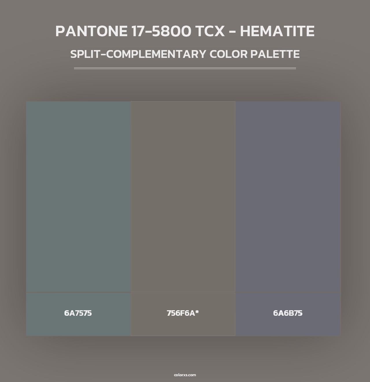 PANTONE 17-5800 TCX - Hematite - Split-Complementary Color Palette