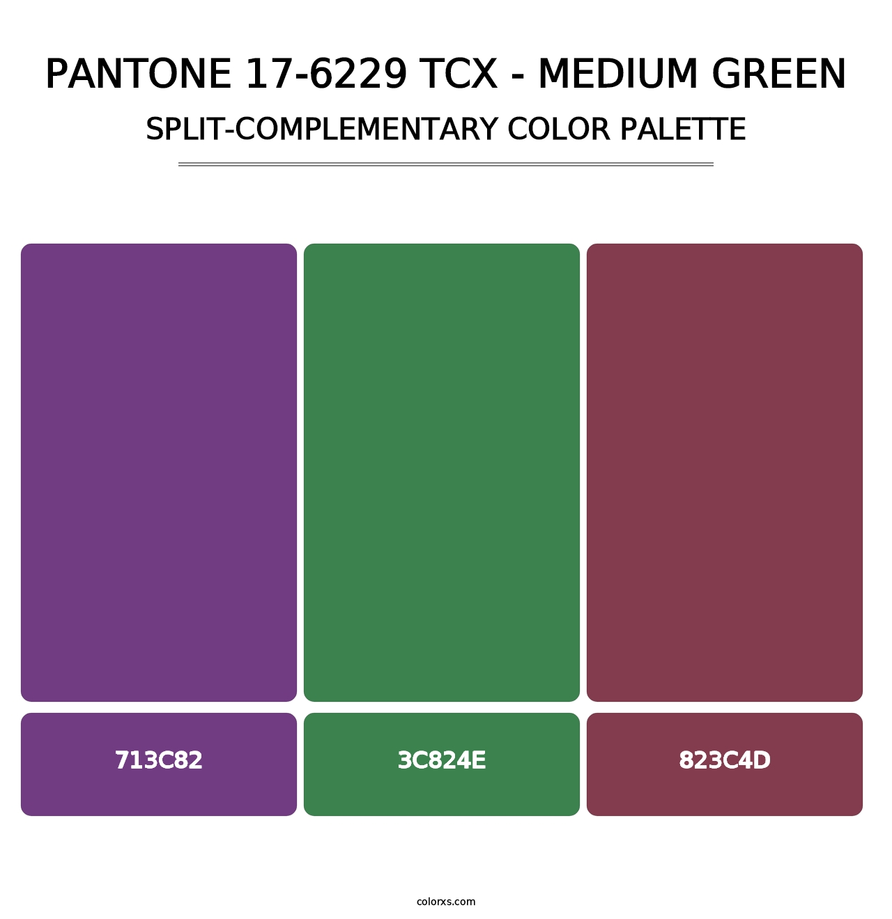PANTONE 17-6229 TCX - Medium Green - Split-Complementary Color Palette