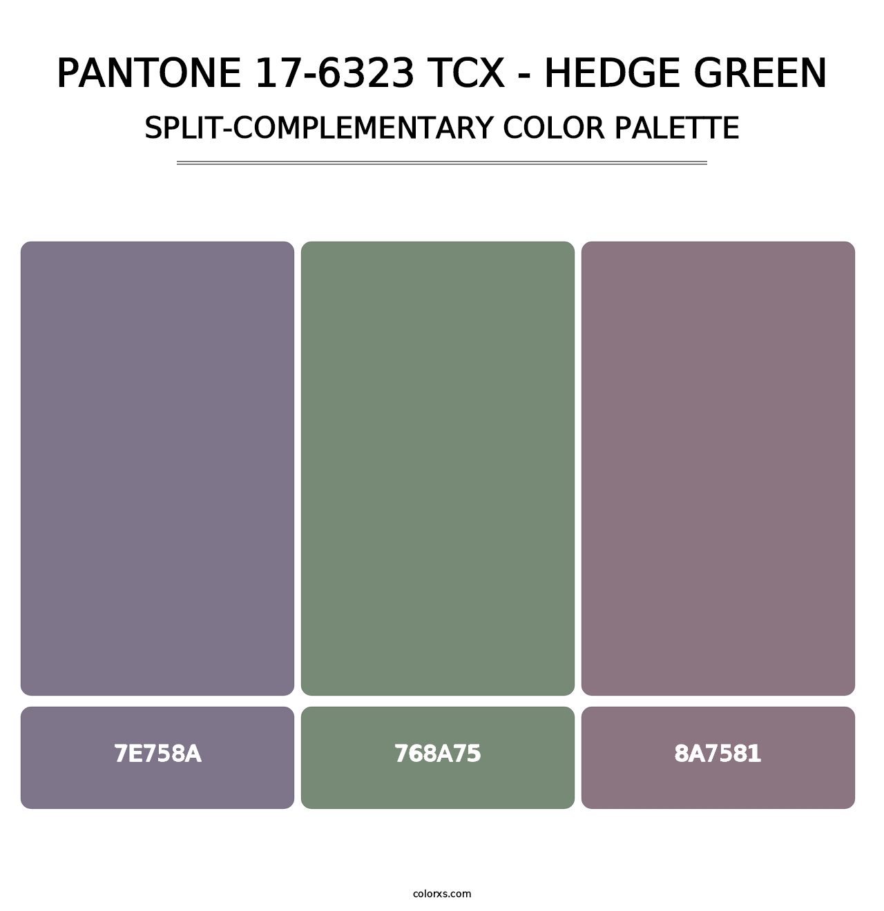 PANTONE 17-6323 TCX - Hedge Green - Split-Complementary Color Palette