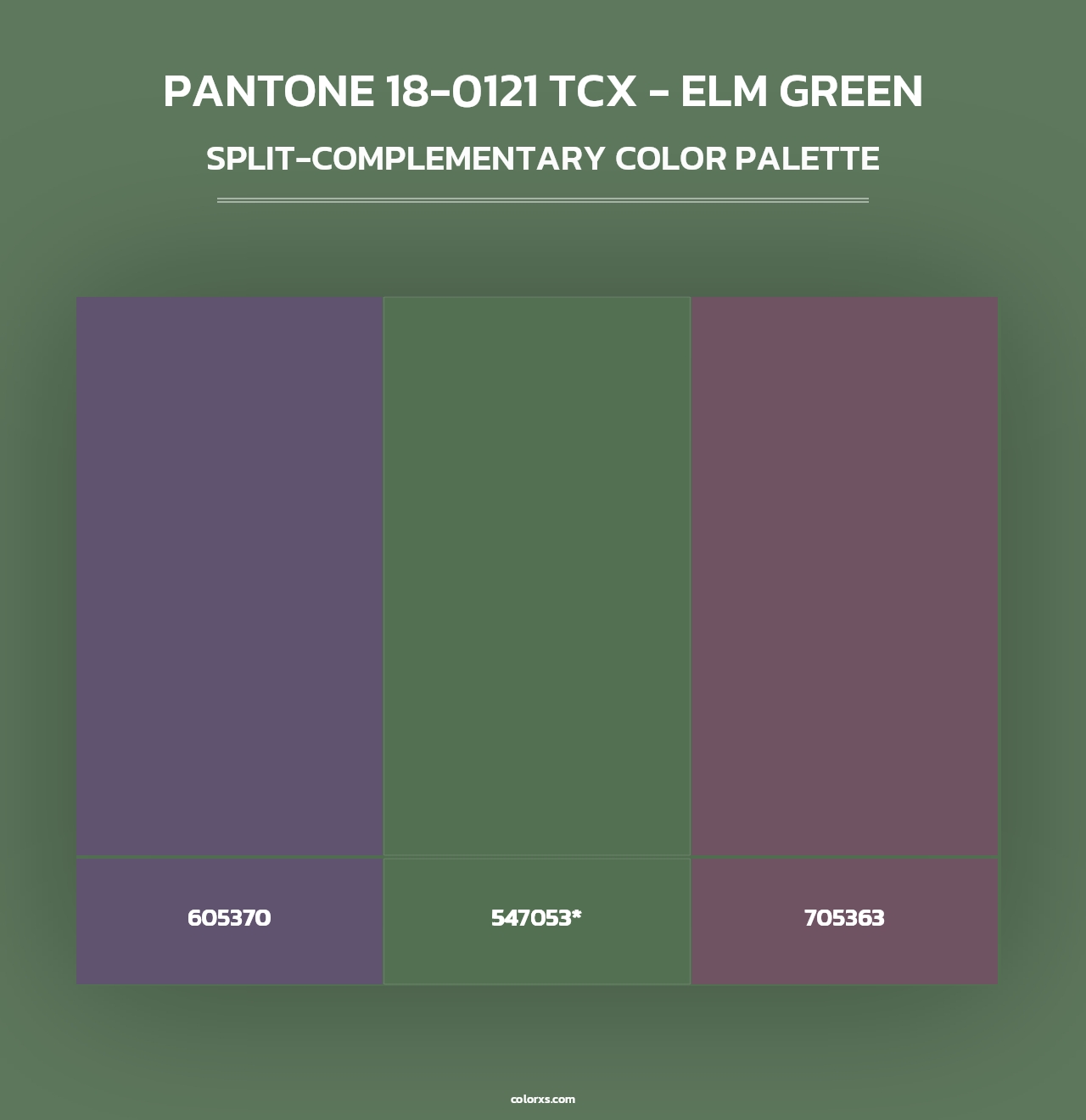 PANTONE 18-0121 TCX - Elm Green - Split-Complementary Color Palette
