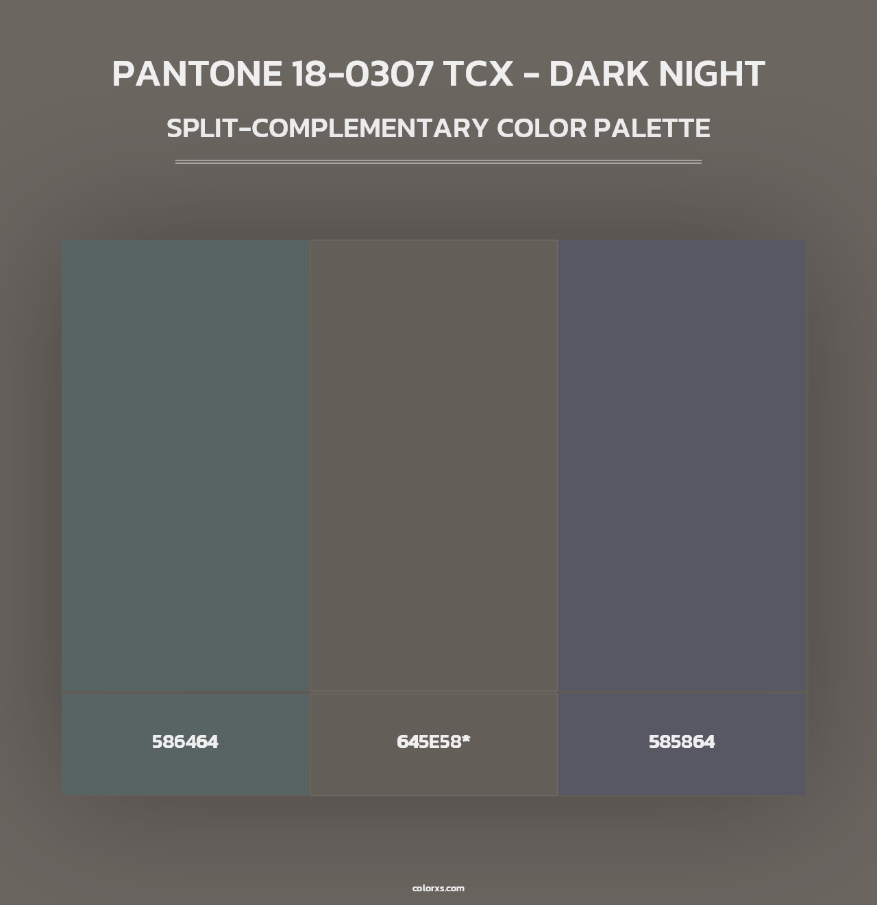 PANTONE 18-0307 TCX - Dark Night - Split-Complementary Color Palette