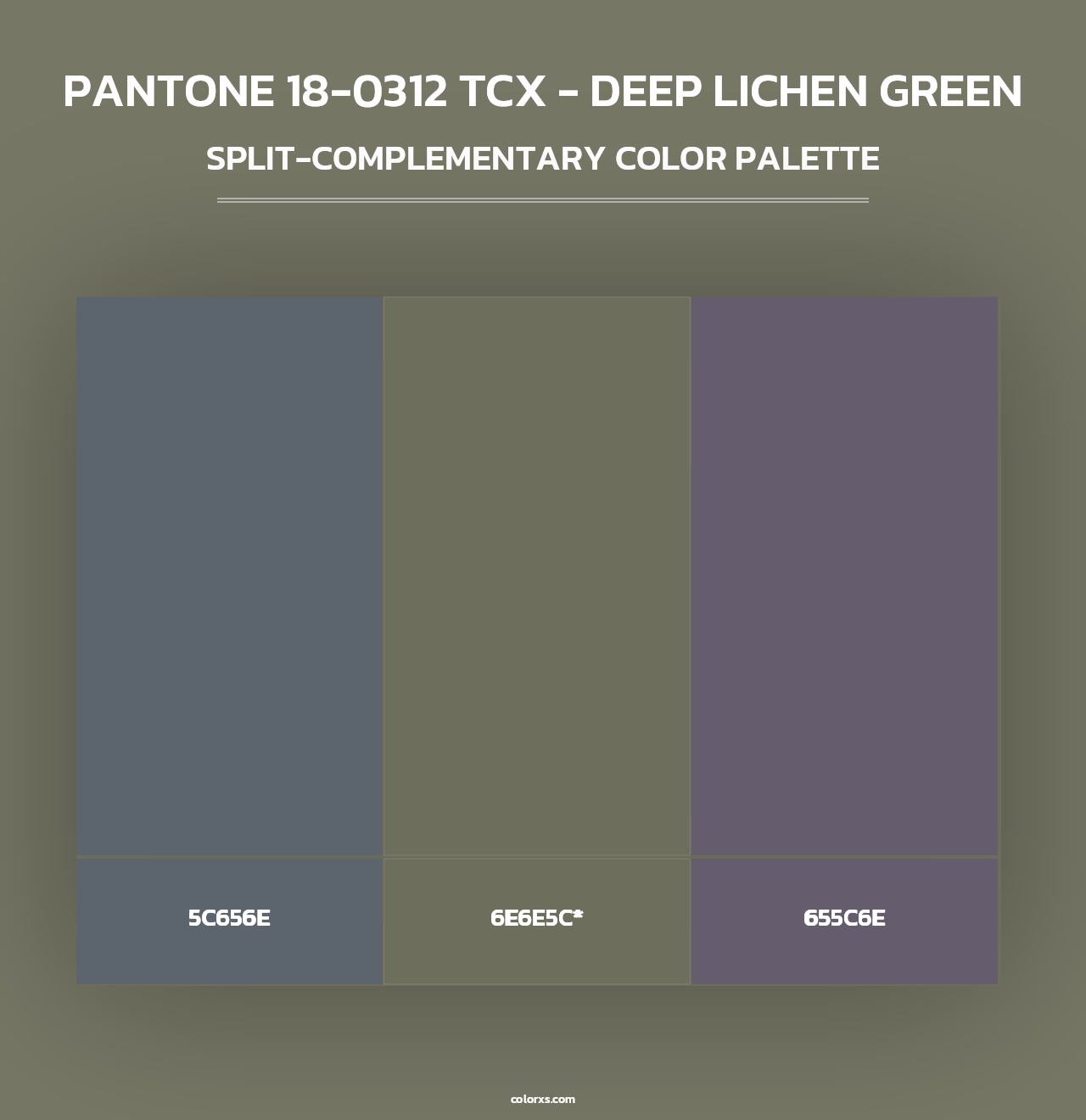 PANTONE 18-0312 TCX - Deep Lichen Green - Split-Complementary Color Palette