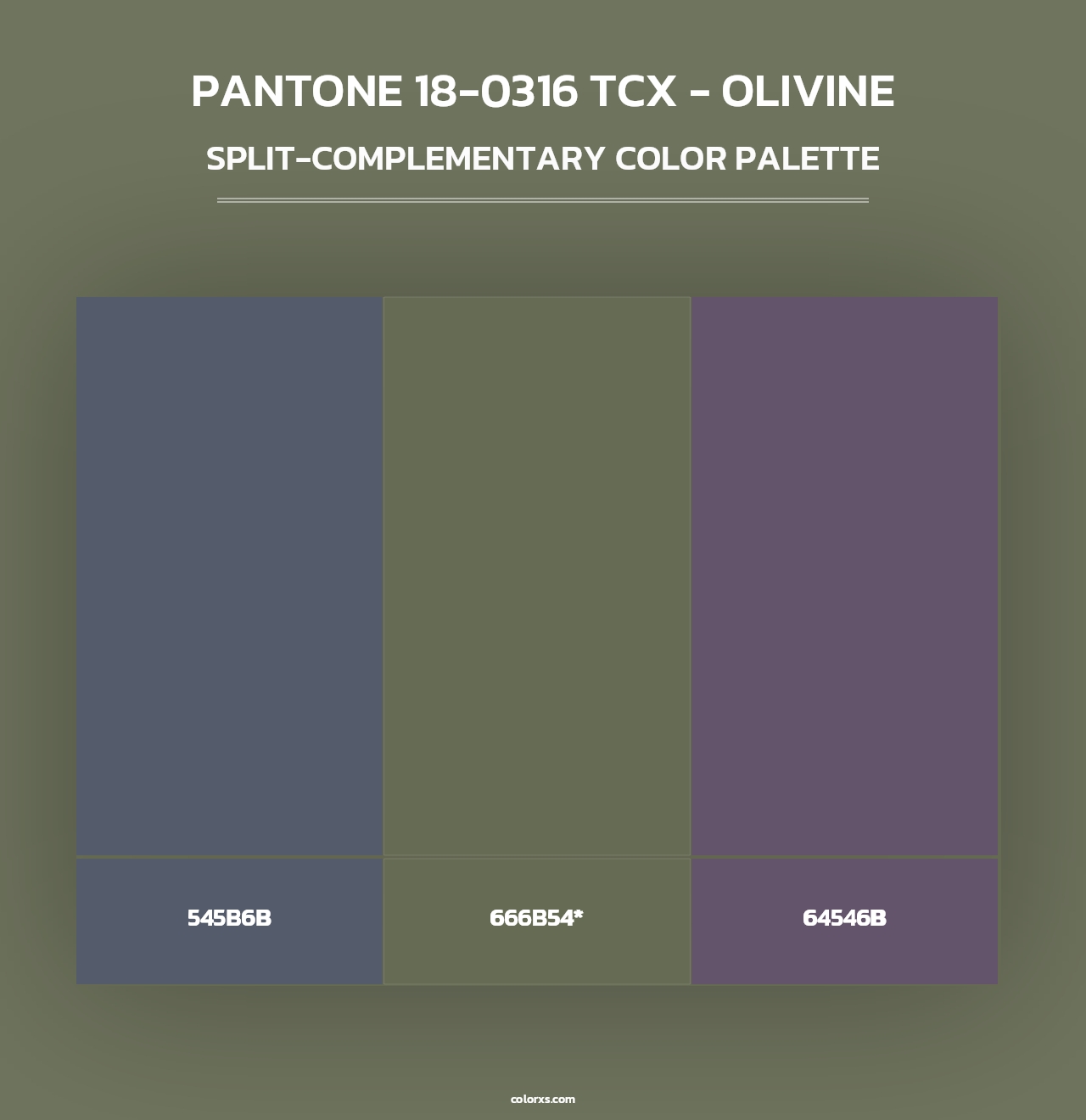 PANTONE 18-0316 TCX - Olivine - Split-Complementary Color Palette
