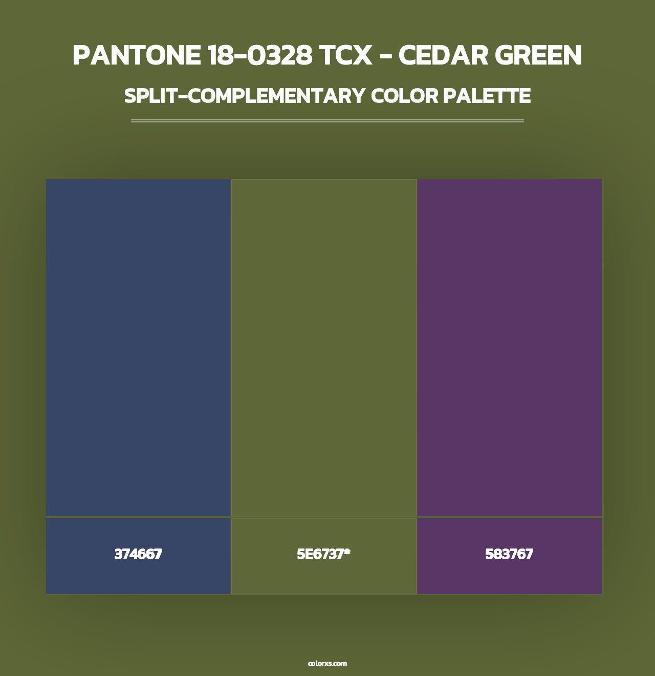 PANTONE 18-0328 TCX - Cedar Green - Split-Complementary Color Palette
