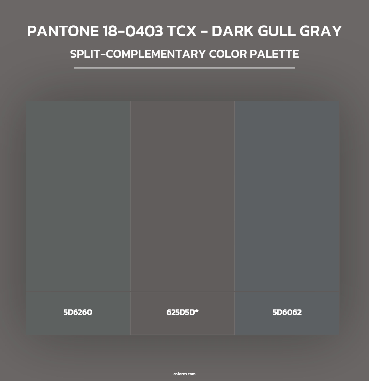 PANTONE 18-0403 TCX - Dark Gull Gray - Split-Complementary Color Palette