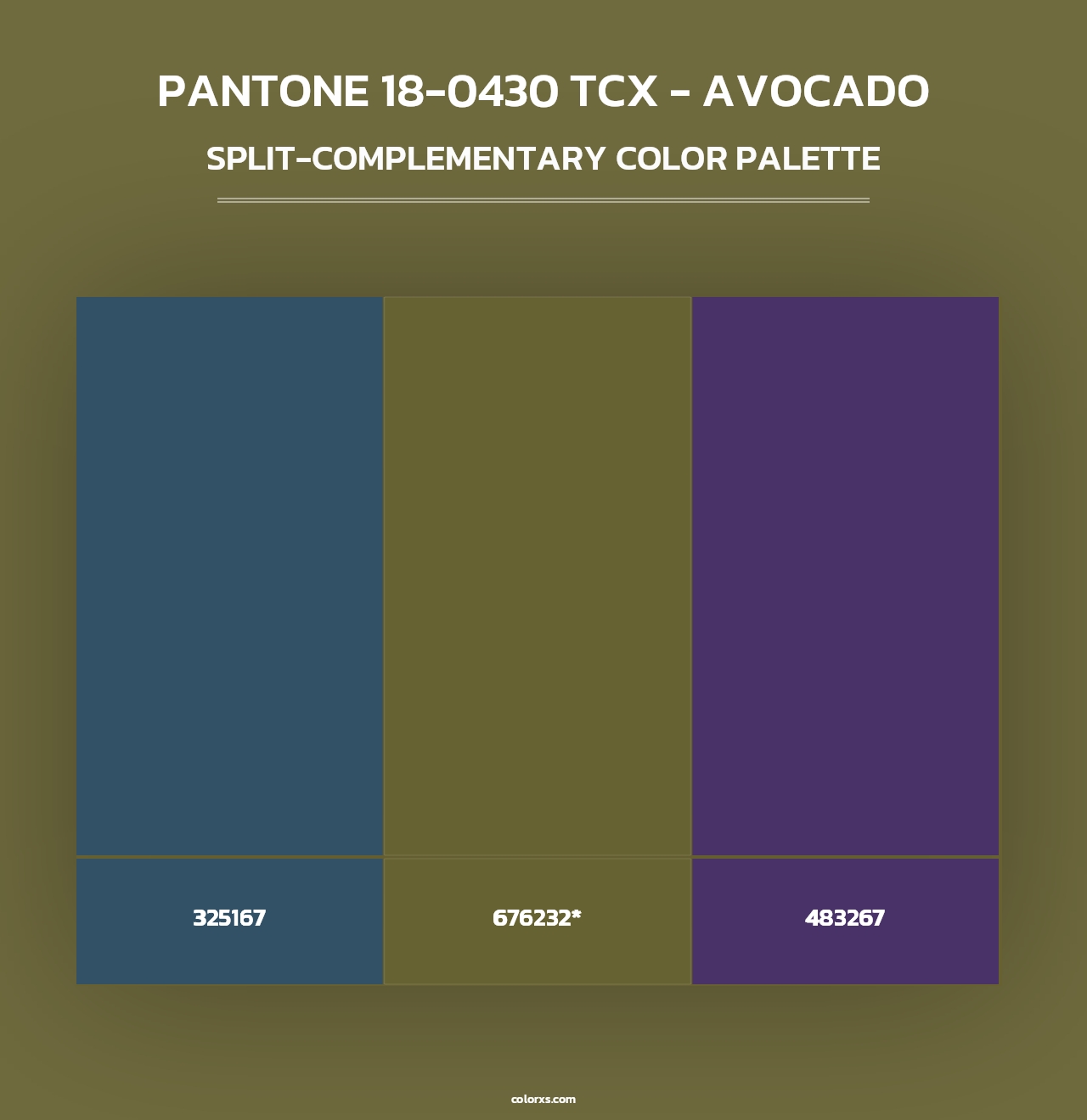 PANTONE 18-0430 TCX - Avocado - Split-Complementary Color Palette