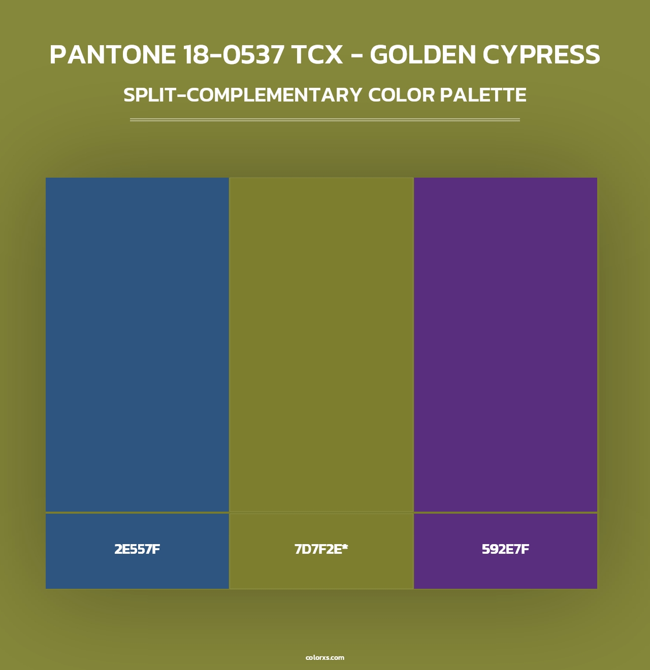 PANTONE 18-0537 TCX - Golden Cypress - Split-Complementary Color Palette