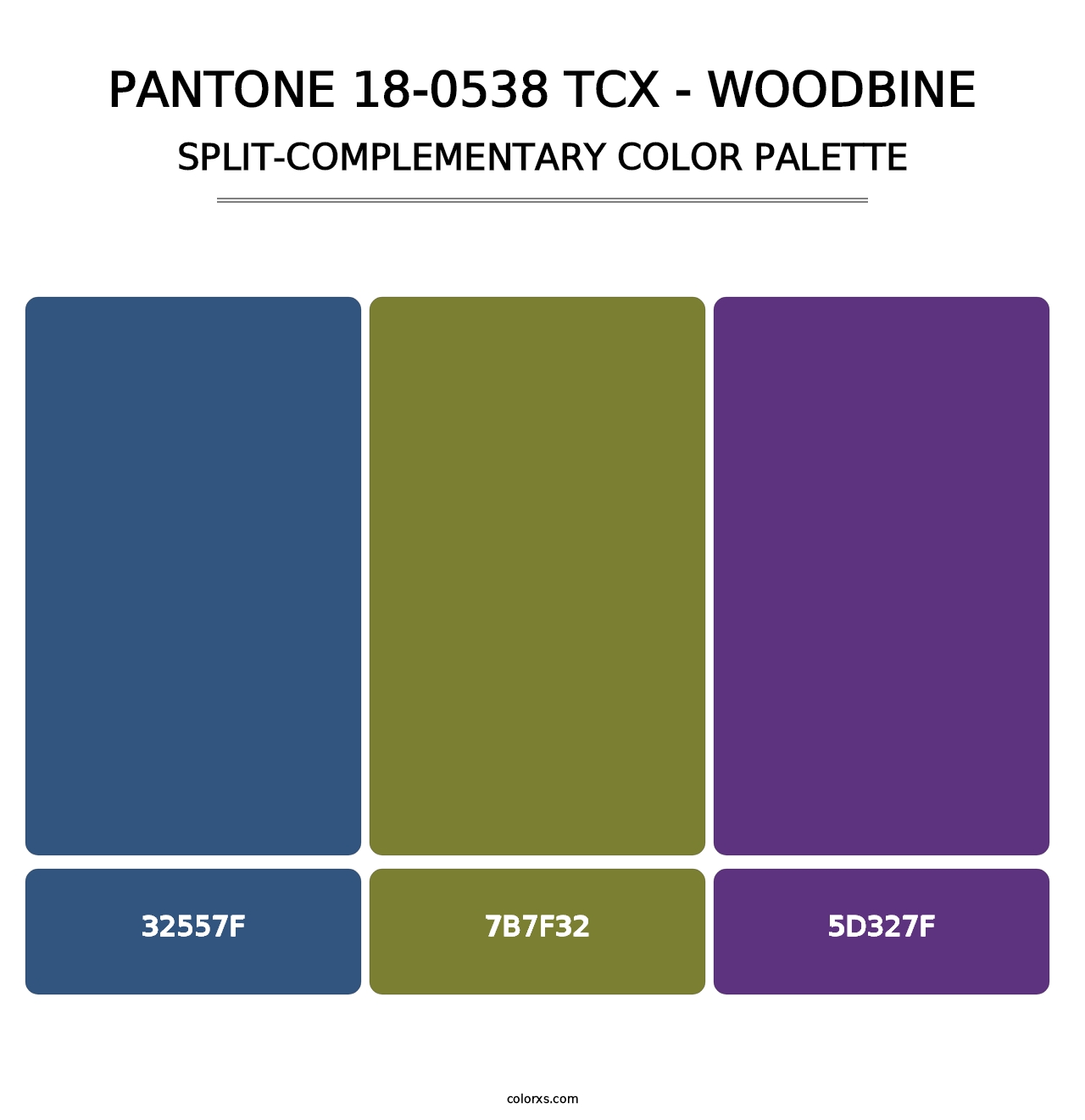 PANTONE 18-0538 TCX - Woodbine - Split-Complementary Color Palette