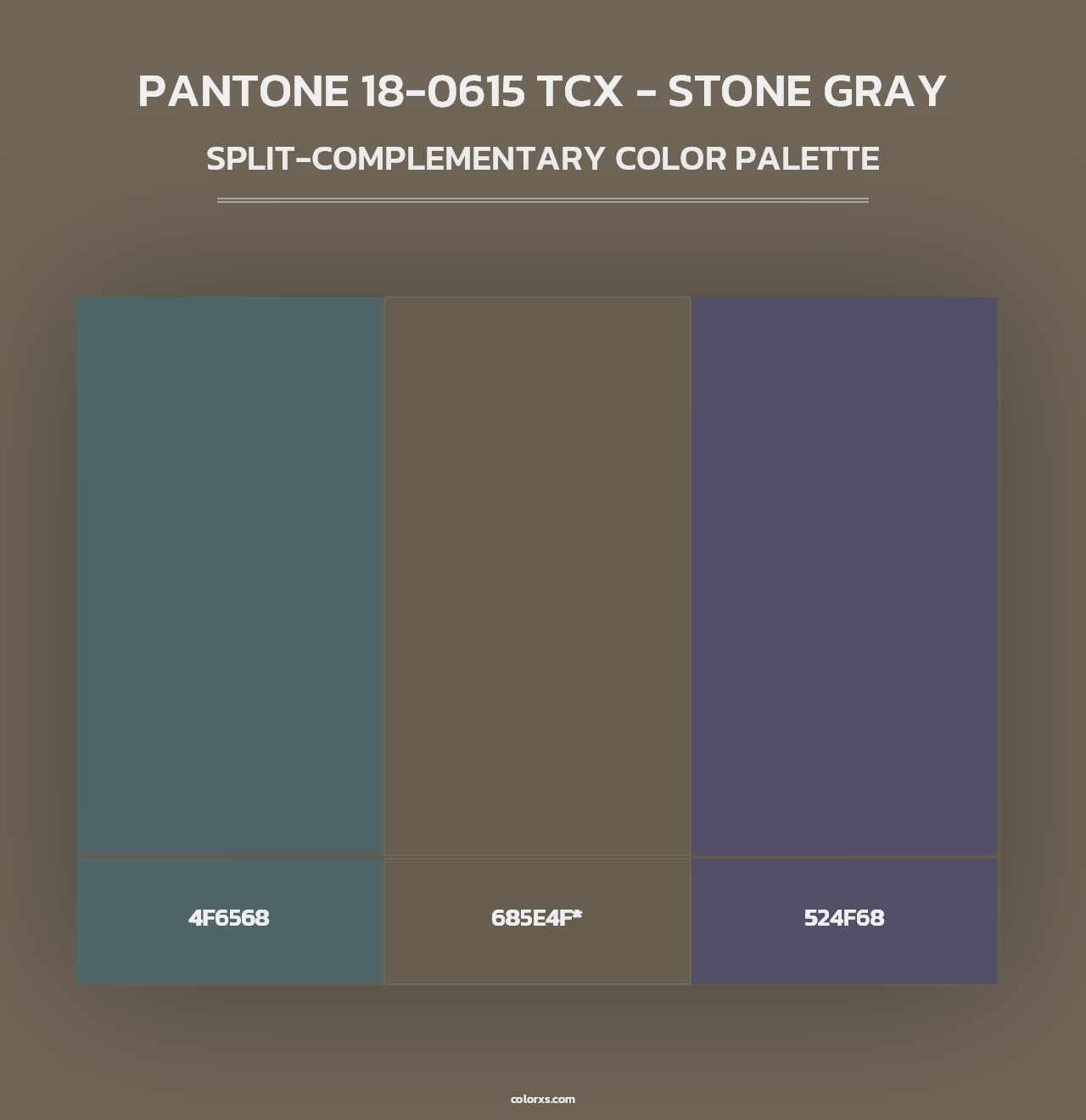 PANTONE 18-0615 TCX - Stone Gray - Split-Complementary Color Palette