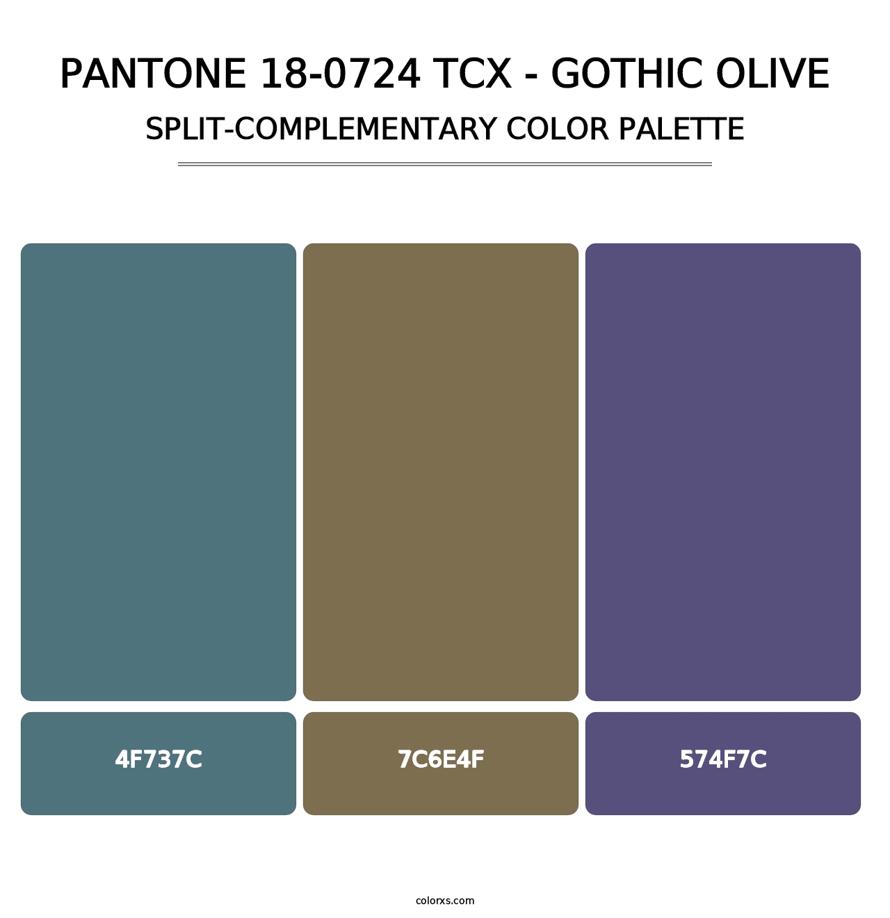 PANTONE 18-0724 TCX - Gothic Olive - Split-Complementary Color Palette