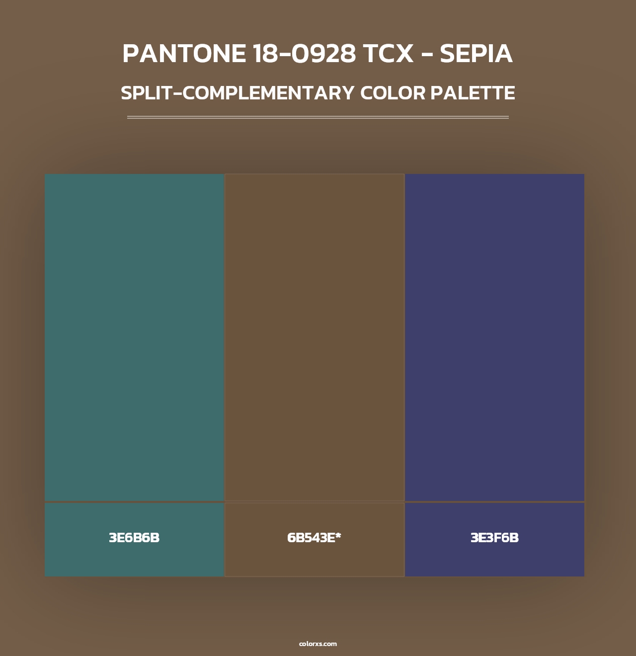 PANTONE 18-0928 TCX - Sepia - Split-Complementary Color Palette