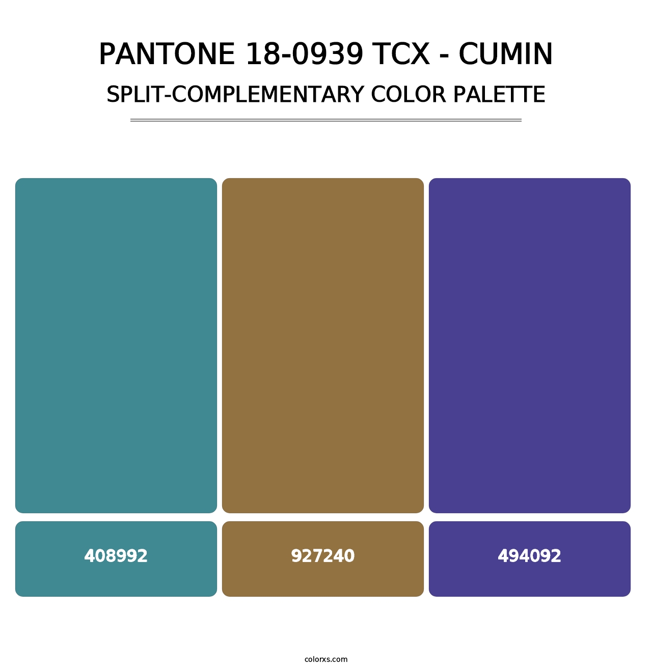 PANTONE 18-0939 TCX - Cumin - Split-Complementary Color Palette
