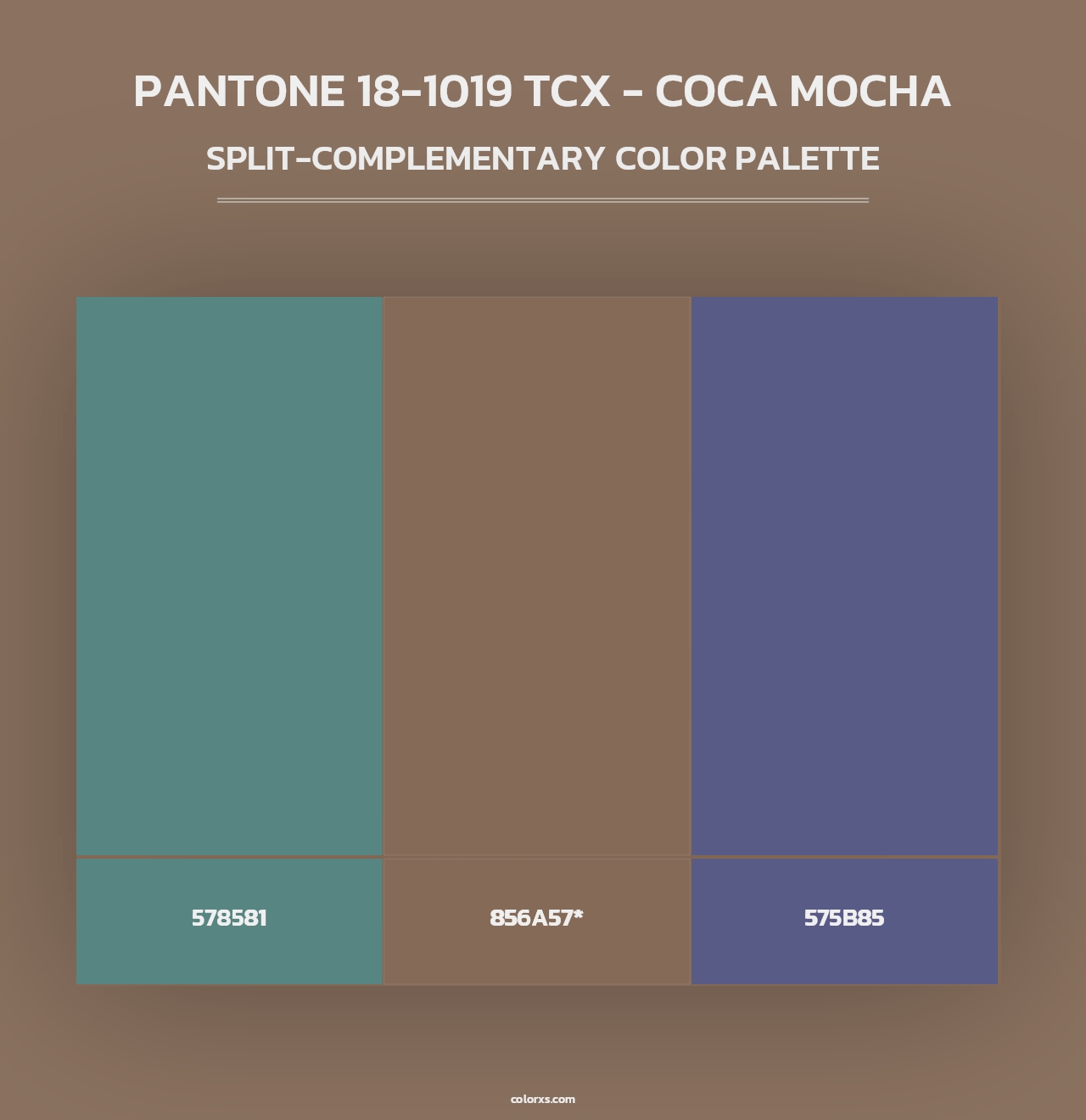 PANTONE 18-1019 TCX - Coca Mocha - Split-Complementary Color Palette