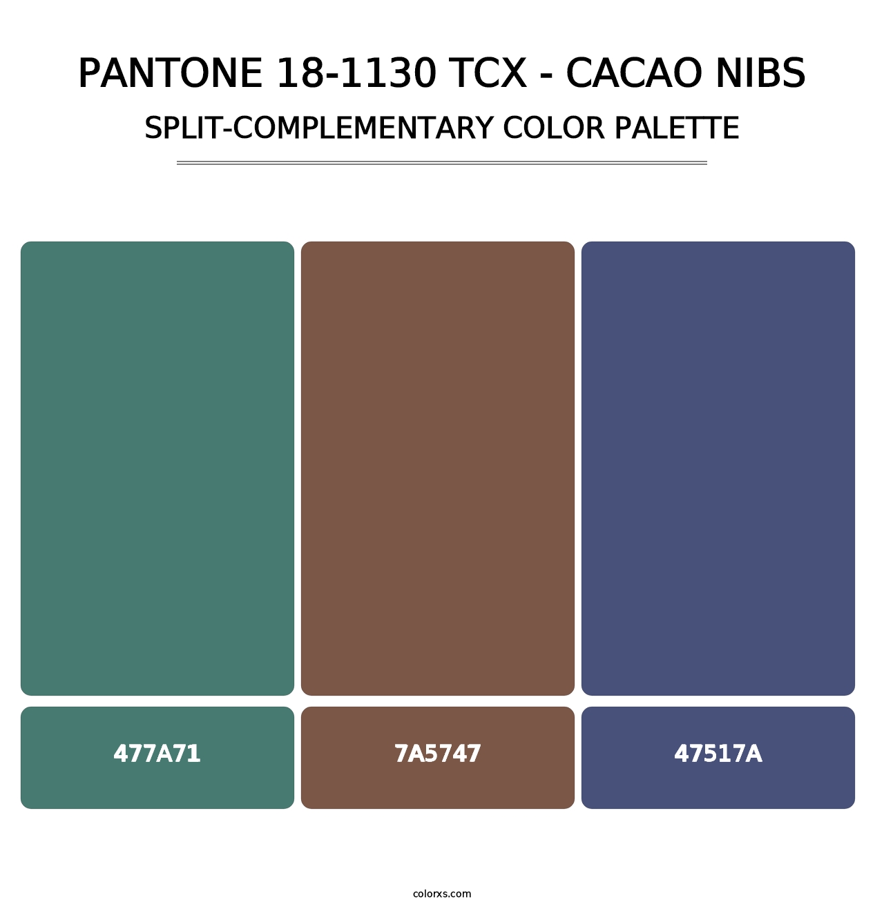 PANTONE 18-1130 TCX - Cacao Nibs - Split-Complementary Color Palette