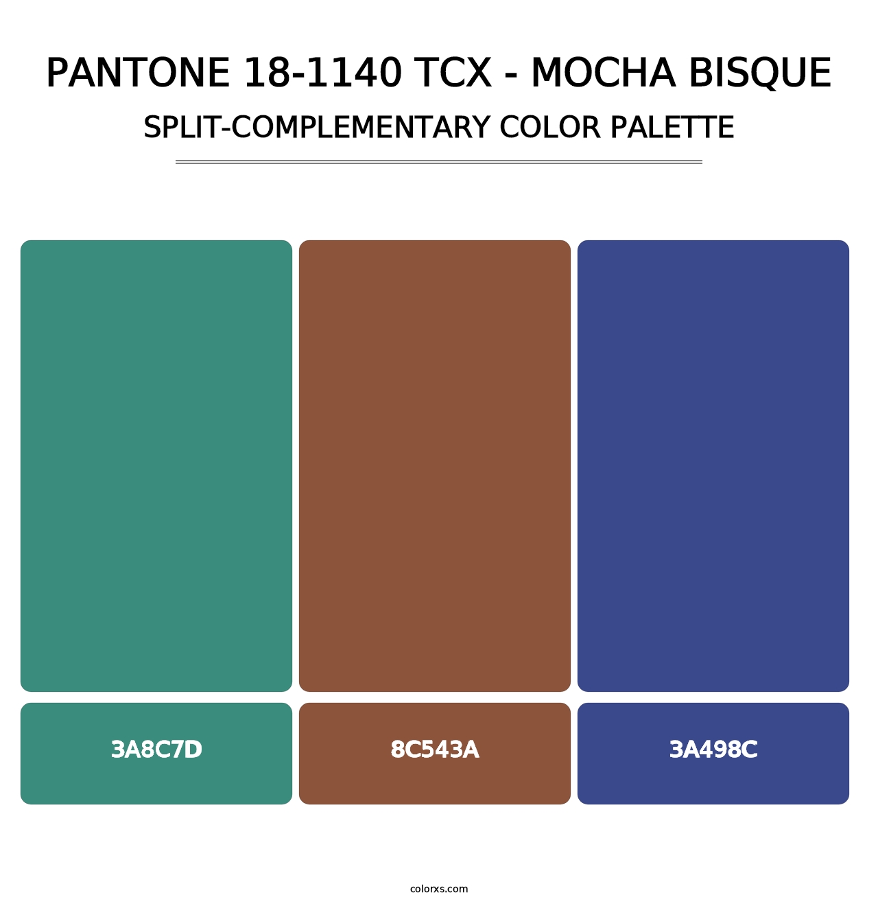 PANTONE 18-1140 TCX - Mocha Bisque - Split-Complementary Color Palette