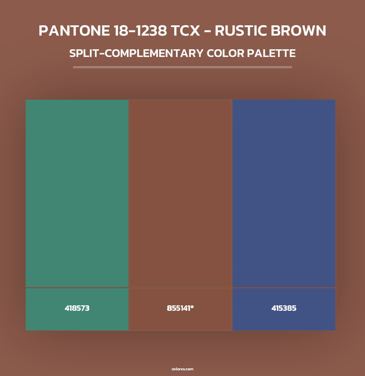 PANTONE 18-1238 TCX - Rustic Brown - Split-Complementary Color Palette