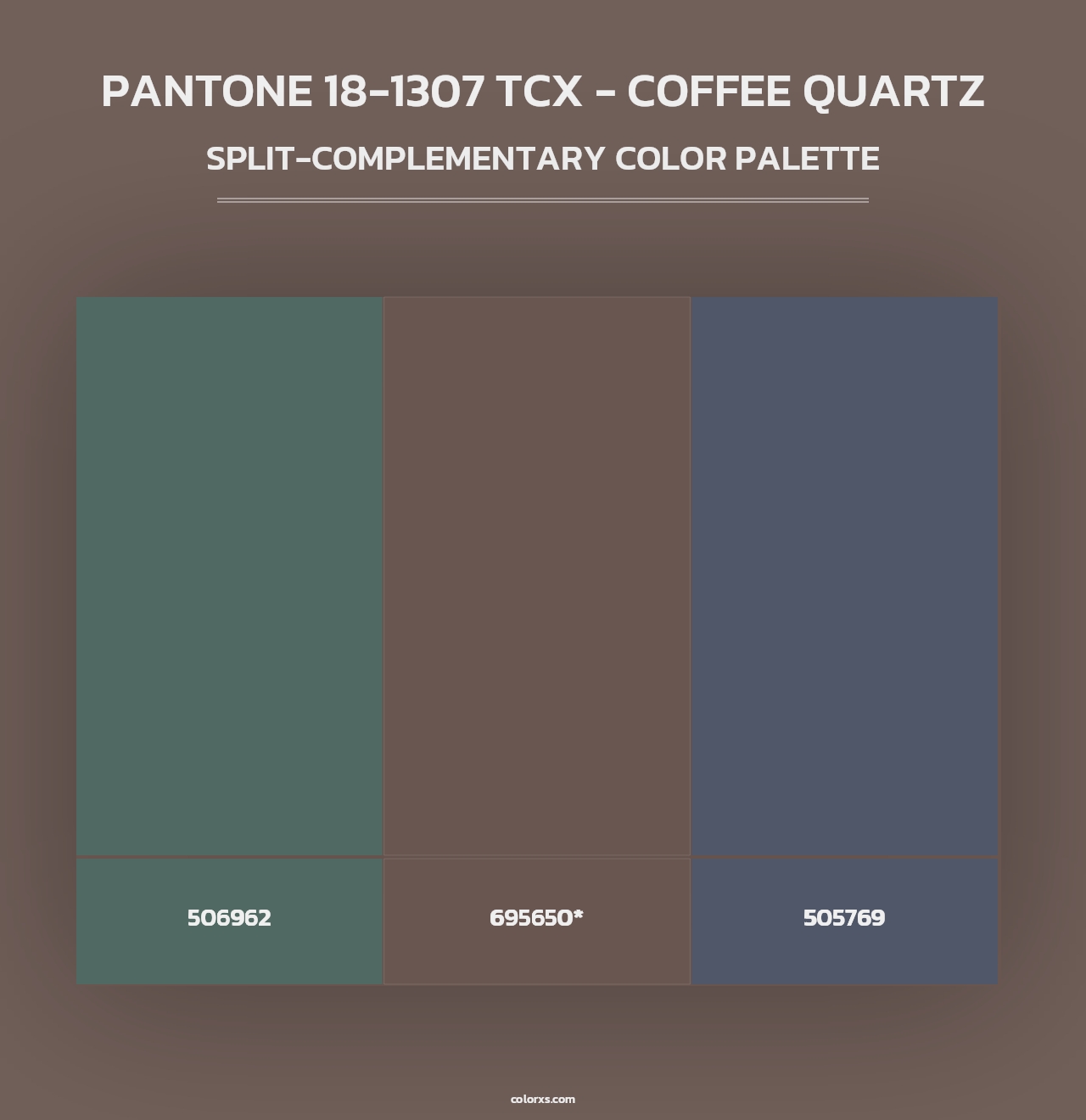 PANTONE 18-1307 TCX - Coffee Quartz - Split-Complementary Color Palette