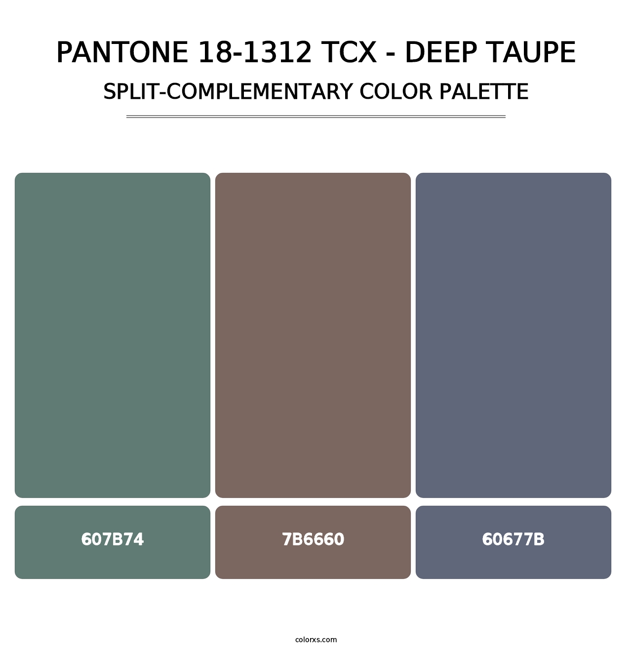 PANTONE 18-1312 TCX - Deep Taupe - Split-Complementary Color Palette