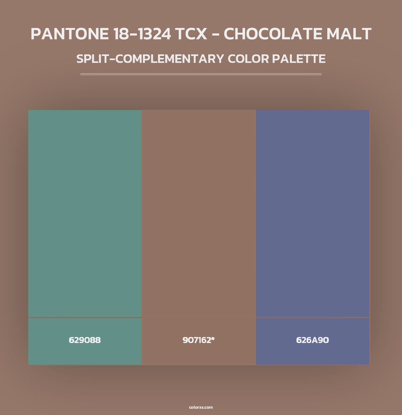 PANTONE 18-1324 TCX - Chocolate Malt - Split-Complementary Color Palette