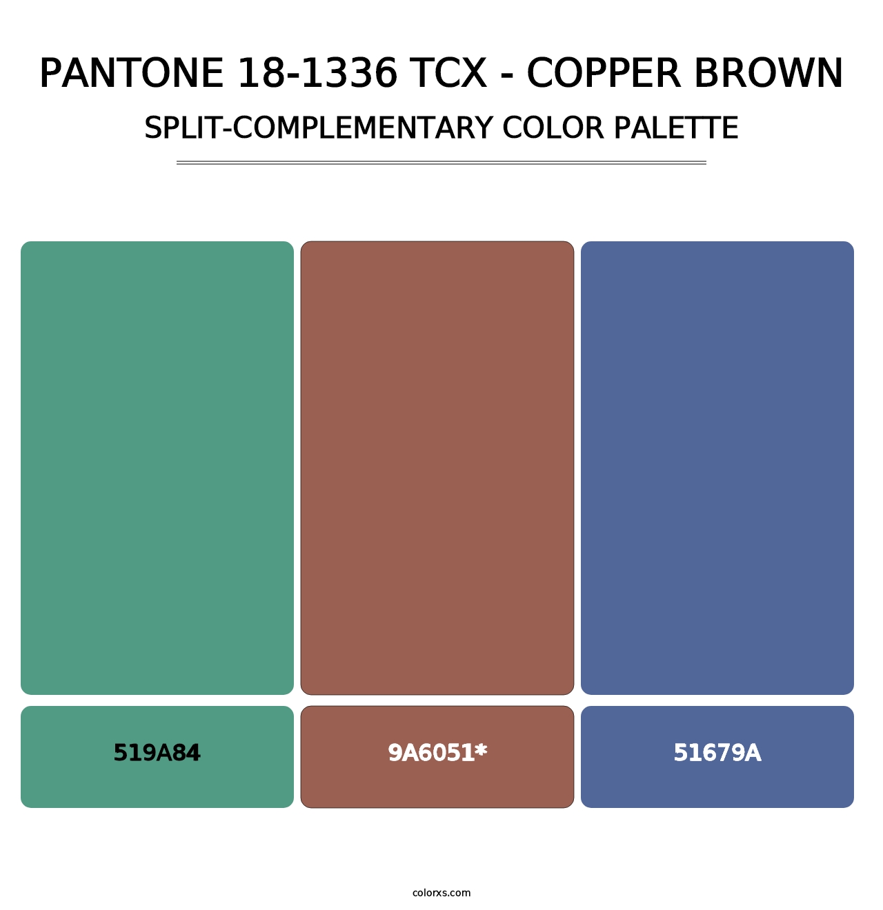 PANTONE 18-1336 TCX - Copper Brown - Split-Complementary Color Palette