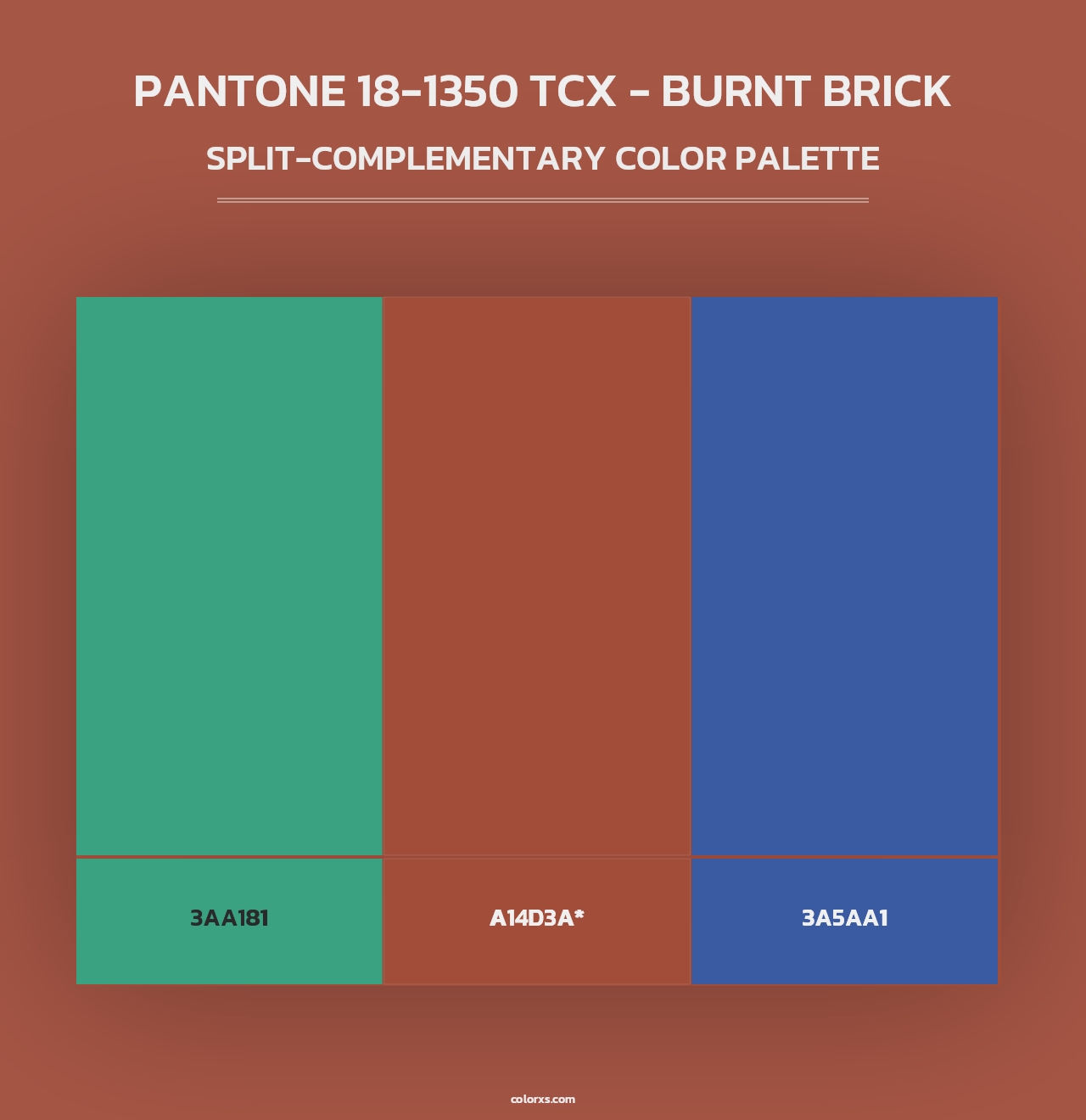 PANTONE 18-1350 TCX - Burnt Brick - Split-Complementary Color Palette