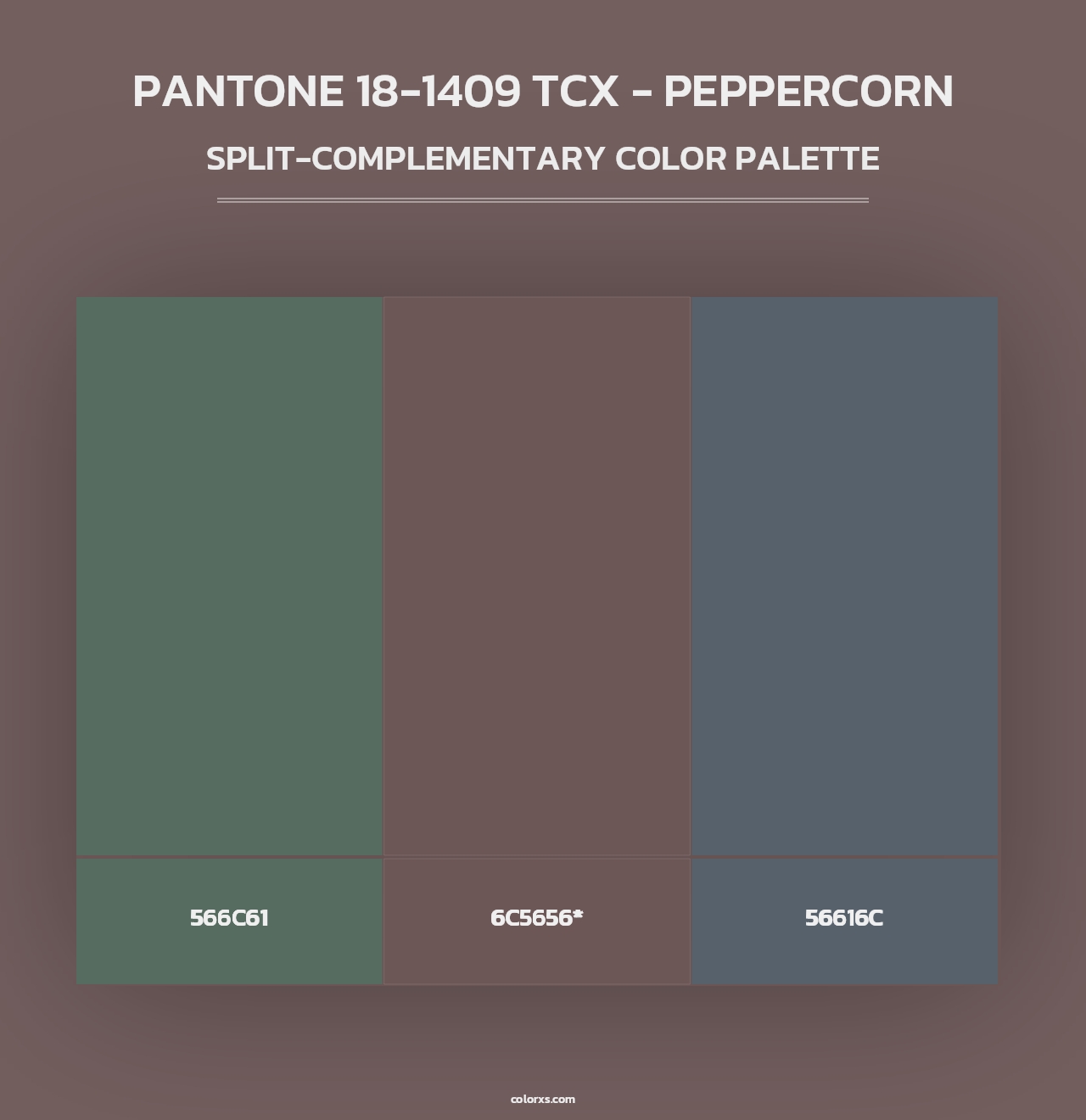 PANTONE 18-1409 TCX - Peppercorn - Split-Complementary Color Palette