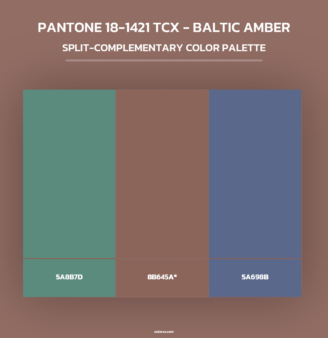 PANTONE 18-1421 TCX - Baltic Amber - Split-Complementary Color Palette