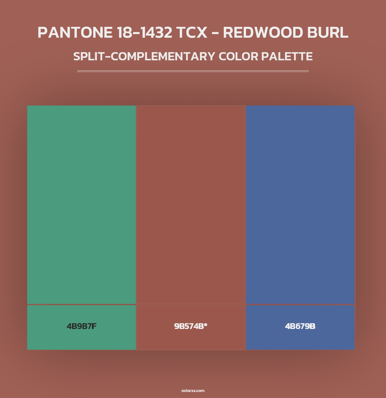PANTONE 18-1432 TCX - Redwood Burl - Split-Complementary Color Palette