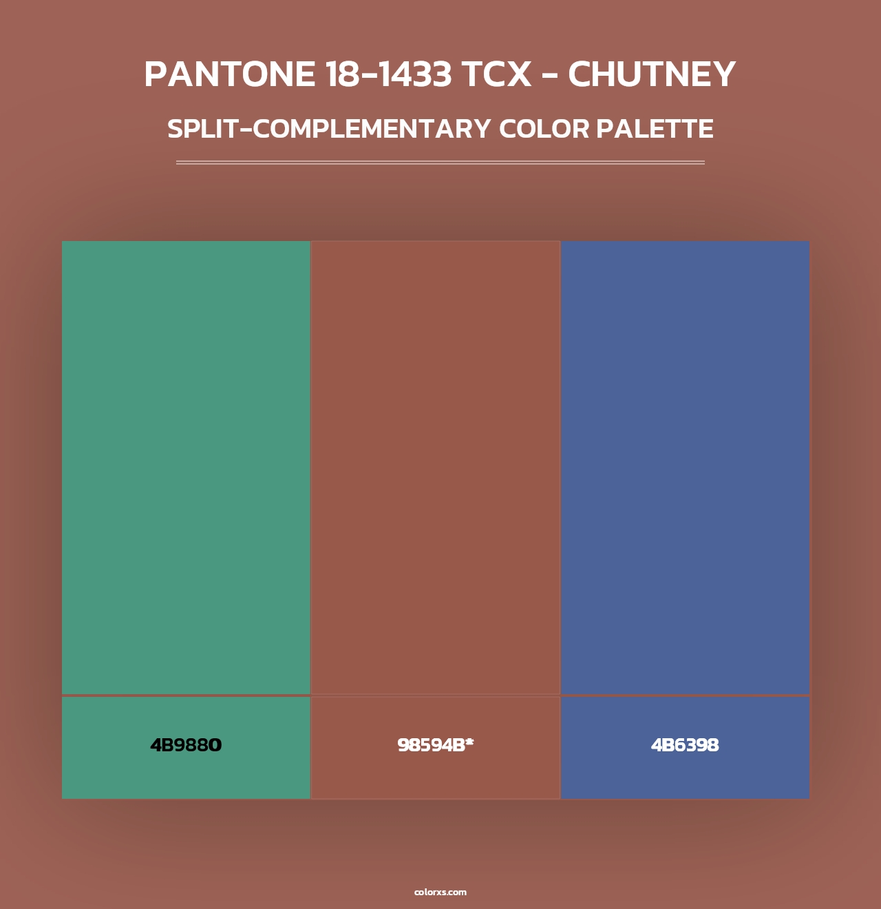 PANTONE 18-1433 TCX - Chutney - Split-Complementary Color Palette