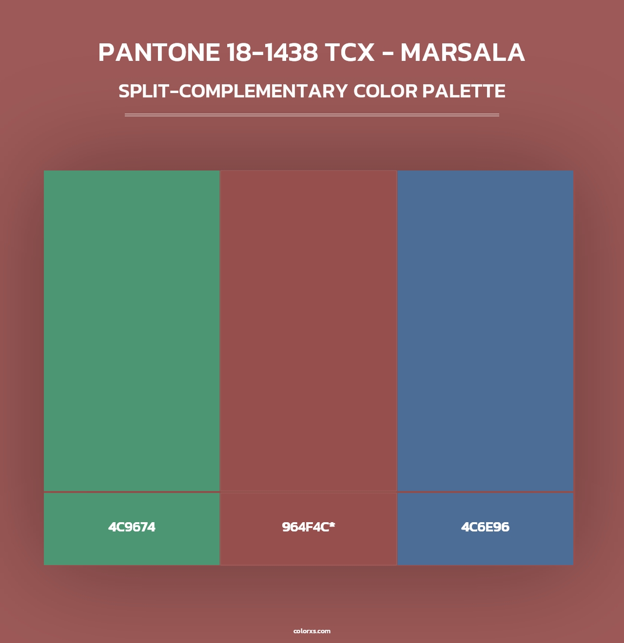 PANTONE 18-1438 TCX - Marsala - Split-Complementary Color Palette