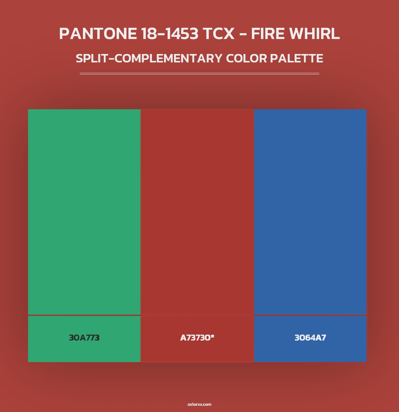 PANTONE 18-1453 TCX - Fire Whirl - Split-Complementary Color Palette