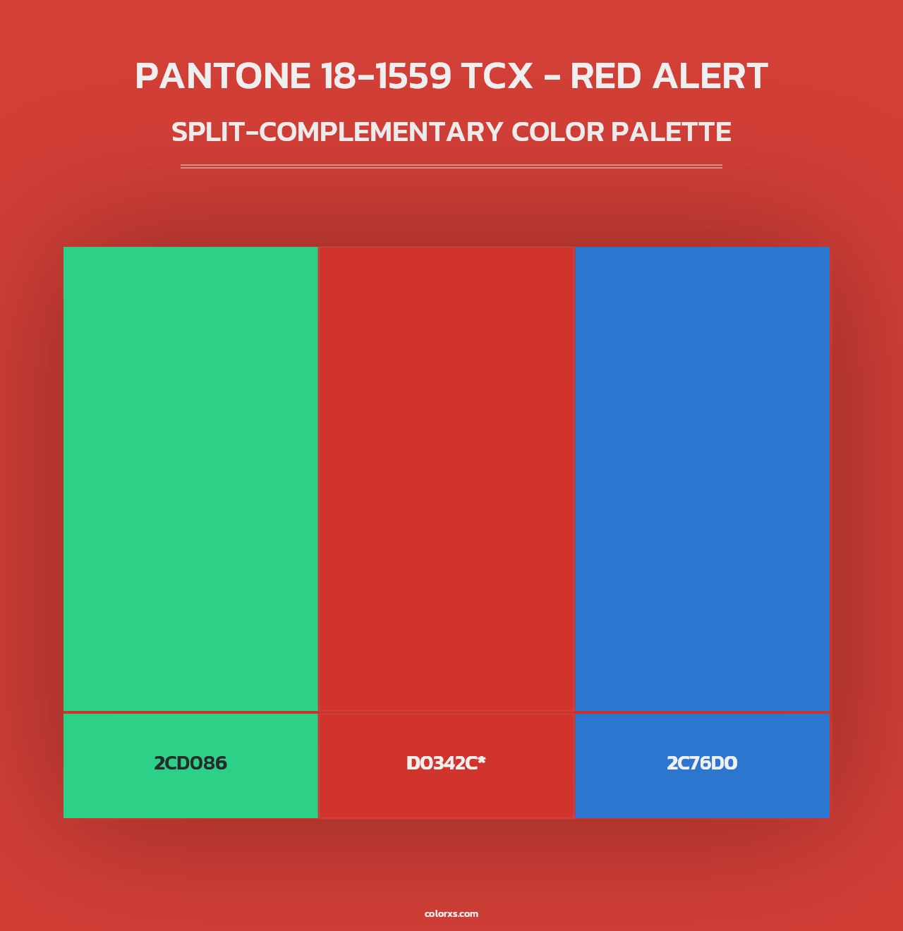 PANTONE 18-1559 TCX - Red Alert - Split-Complementary Color Palette