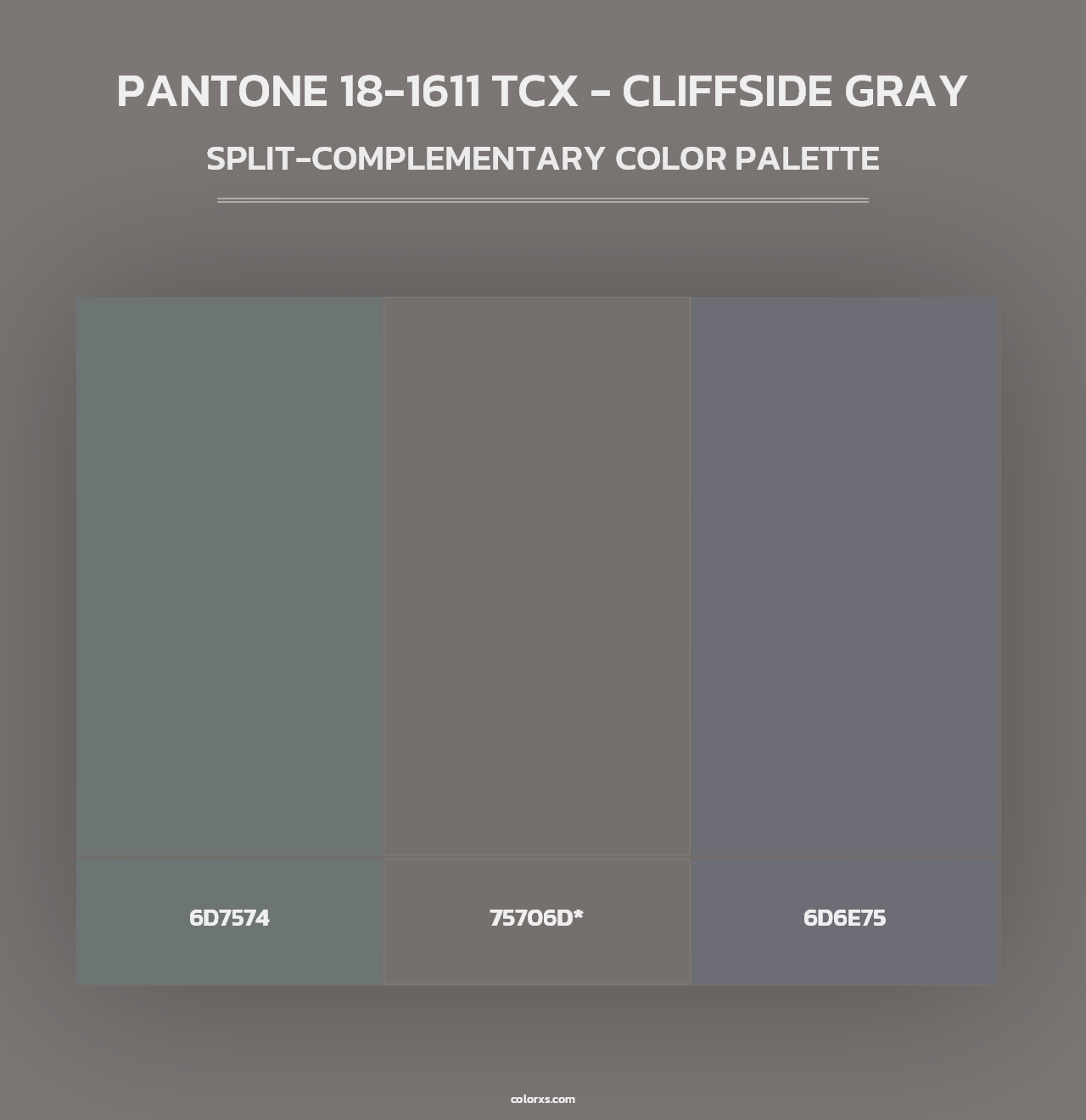PANTONE 18-1611 TCX - Cliffside Gray - Split-Complementary Color Palette