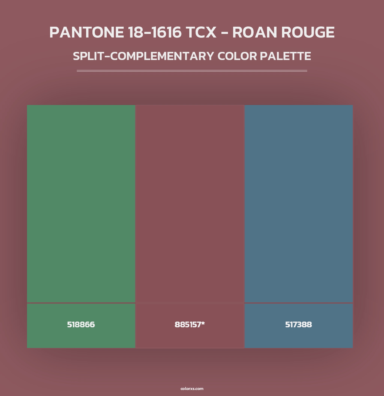 PANTONE 18-1616 TCX - Roan Rouge - Split-Complementary Color Palette