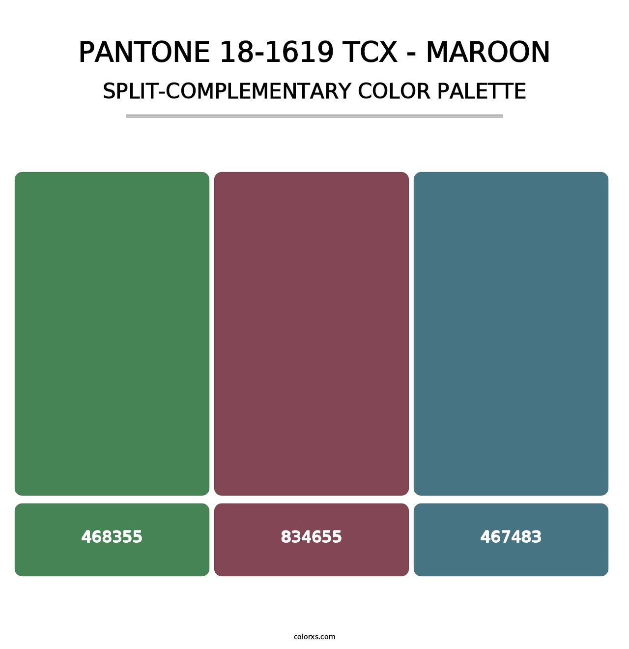 PANTONE 18-1619 TCX - Maroon - Split-Complementary Color Palette