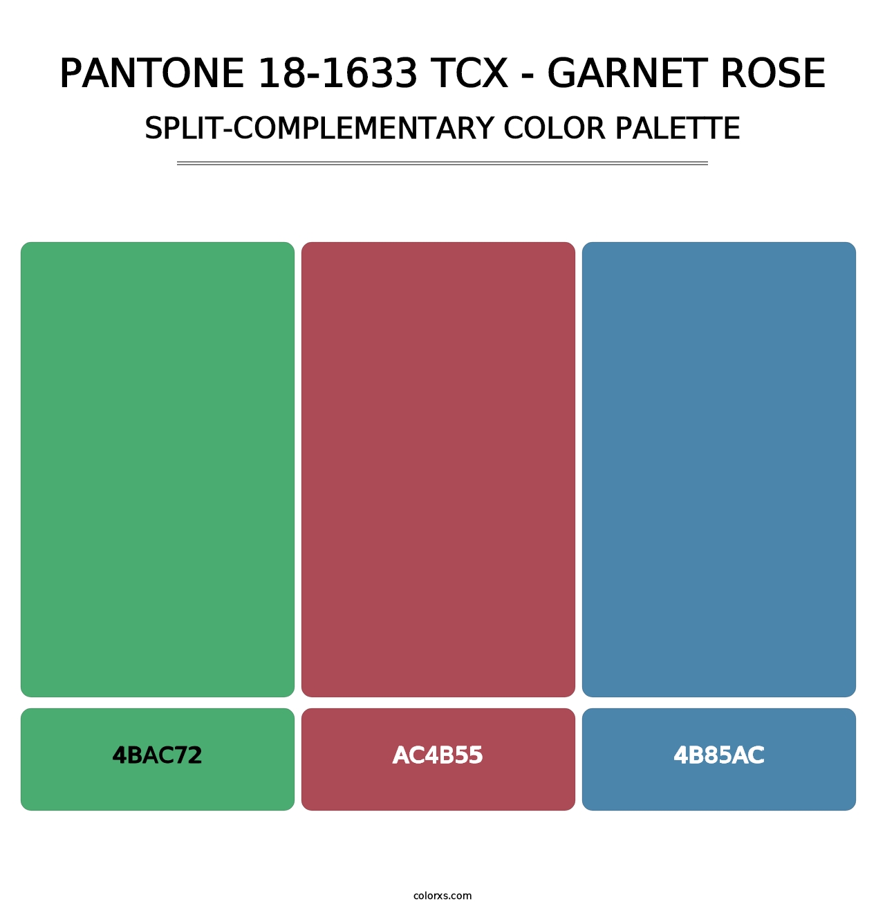 PANTONE 18-1633 TCX - Garnet Rose - Split-Complementary Color Palette