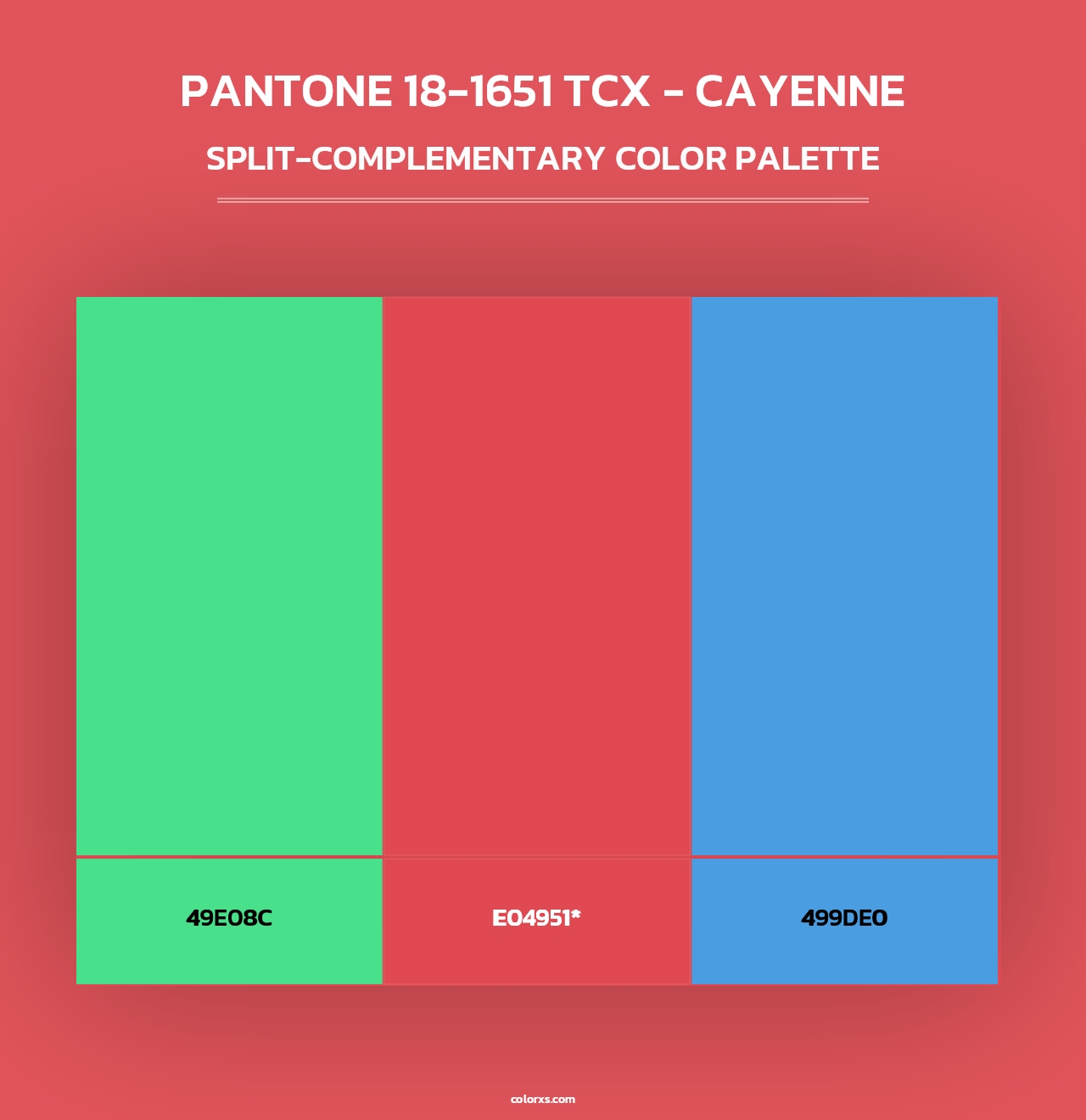 PANTONE 18-1651 TCX - Cayenne - Split-Complementary Color Palette
