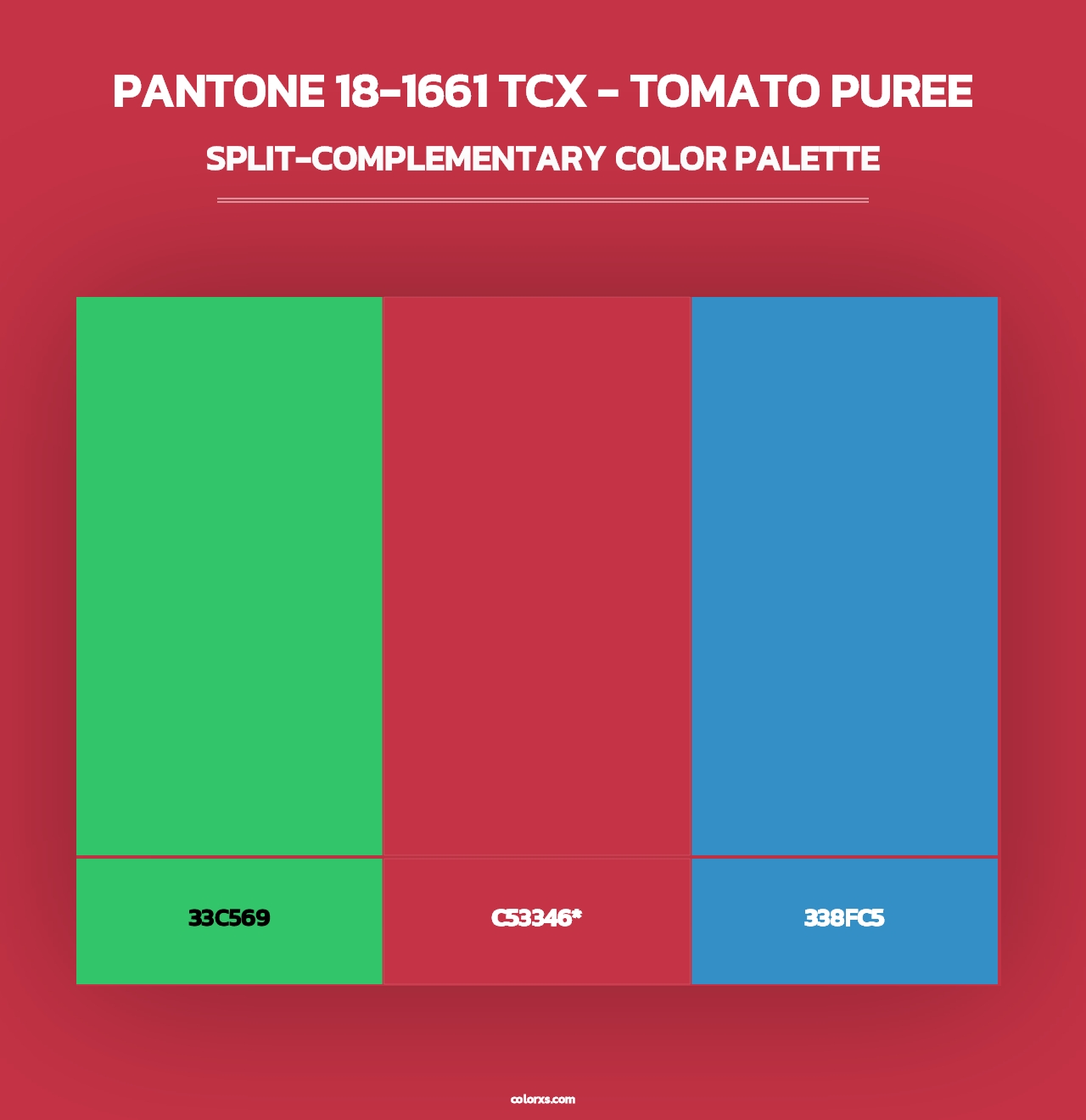PANTONE 18-1661 TCX - Tomato Puree - Split-Complementary Color Palette