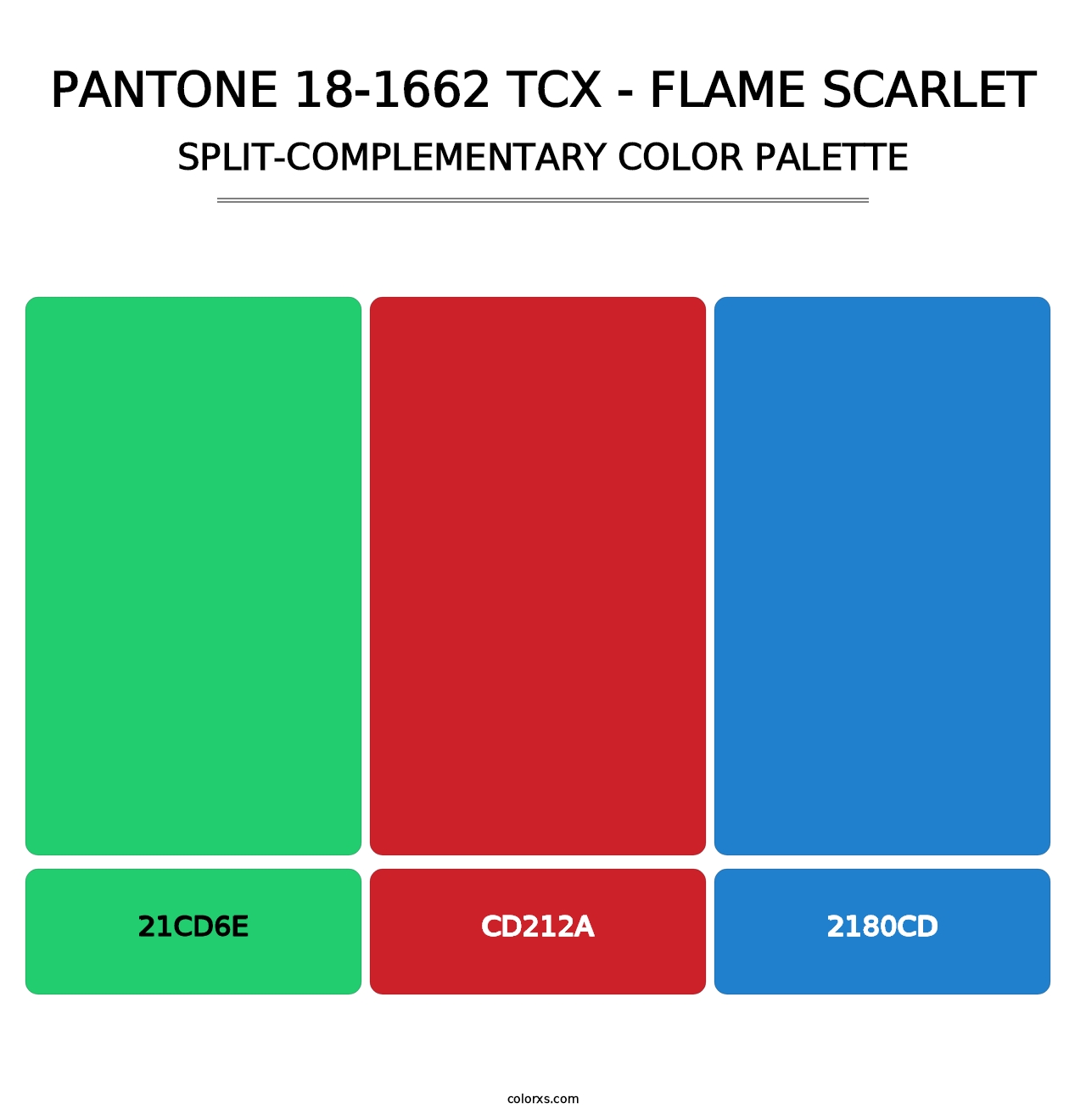 PANTONE 18-1662 TCX - Flame Scarlet - Split-Complementary Color Palette
