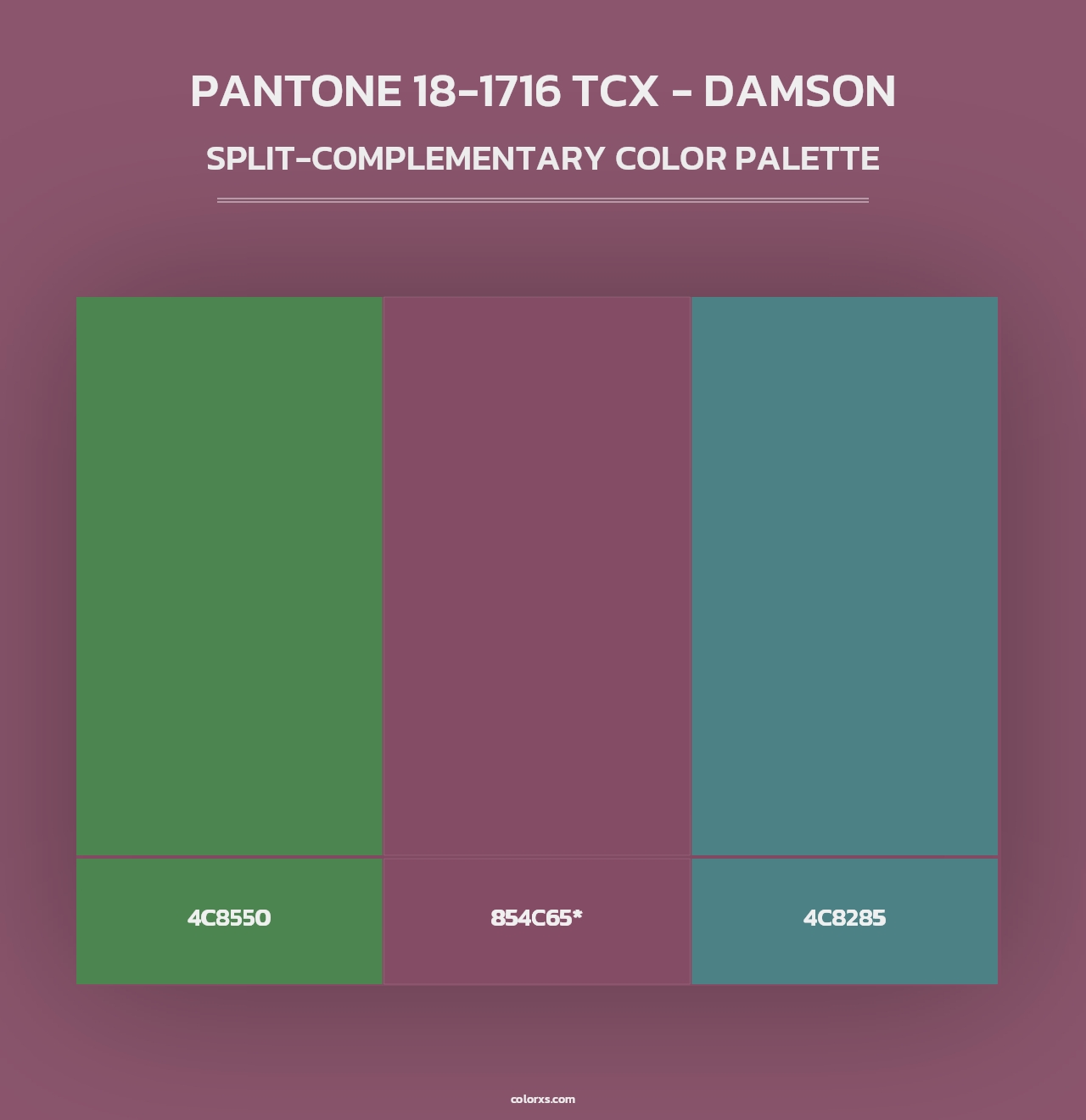 PANTONE 18-1716 TCX - Damson - Split-Complementary Color Palette