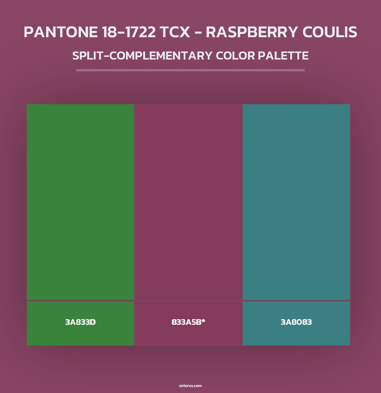 PANTONE 18-1722 TCX - Raspberry Coulis - Split-Complementary Color Palette