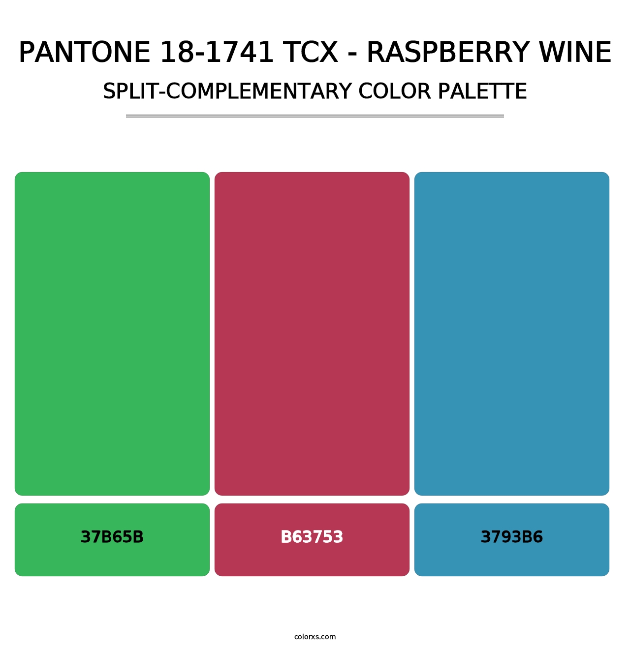 PANTONE 18-1741 TCX - Raspberry Wine - Split-Complementary Color Palette